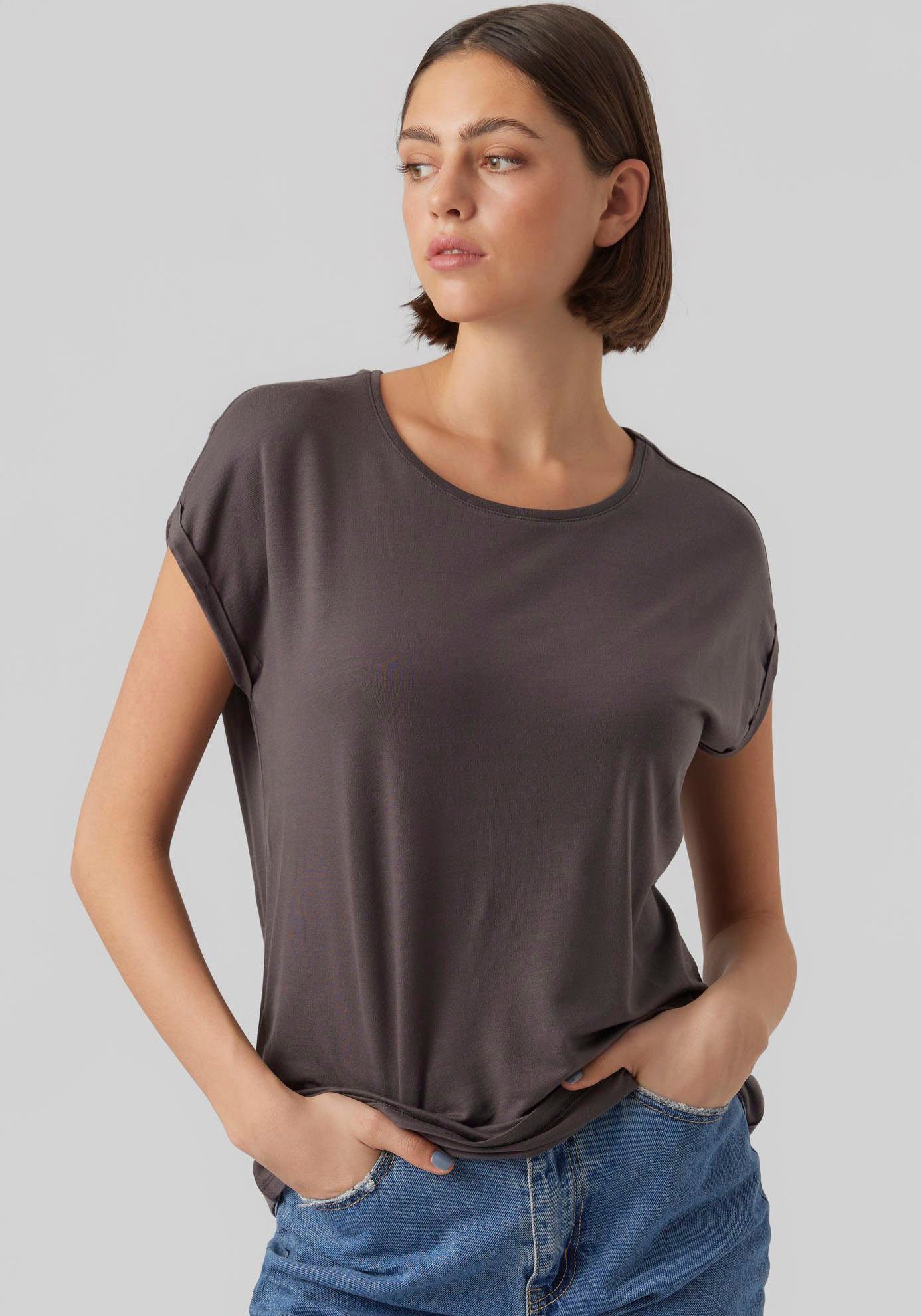 Vero Moda Rundhalsshirt VMAVA PLAIN SS TOP GAJRS NOOS