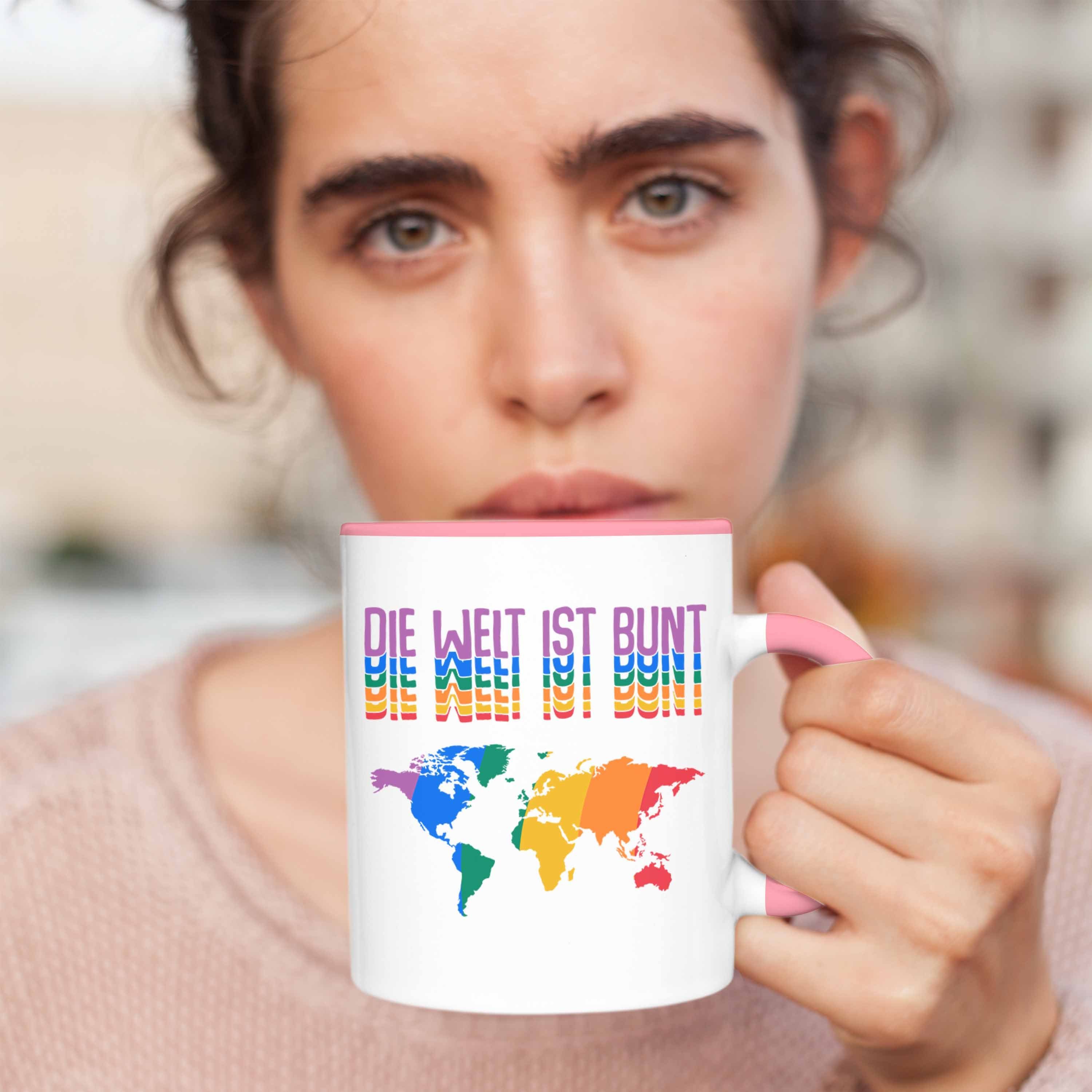 Grafik Regenbogen - LGBT Lesben Geschenk Lustige Trendation Die Welt Tasse Ist Trendation Tasse Transgender für Schwule Bunt Regenbogen Rosa