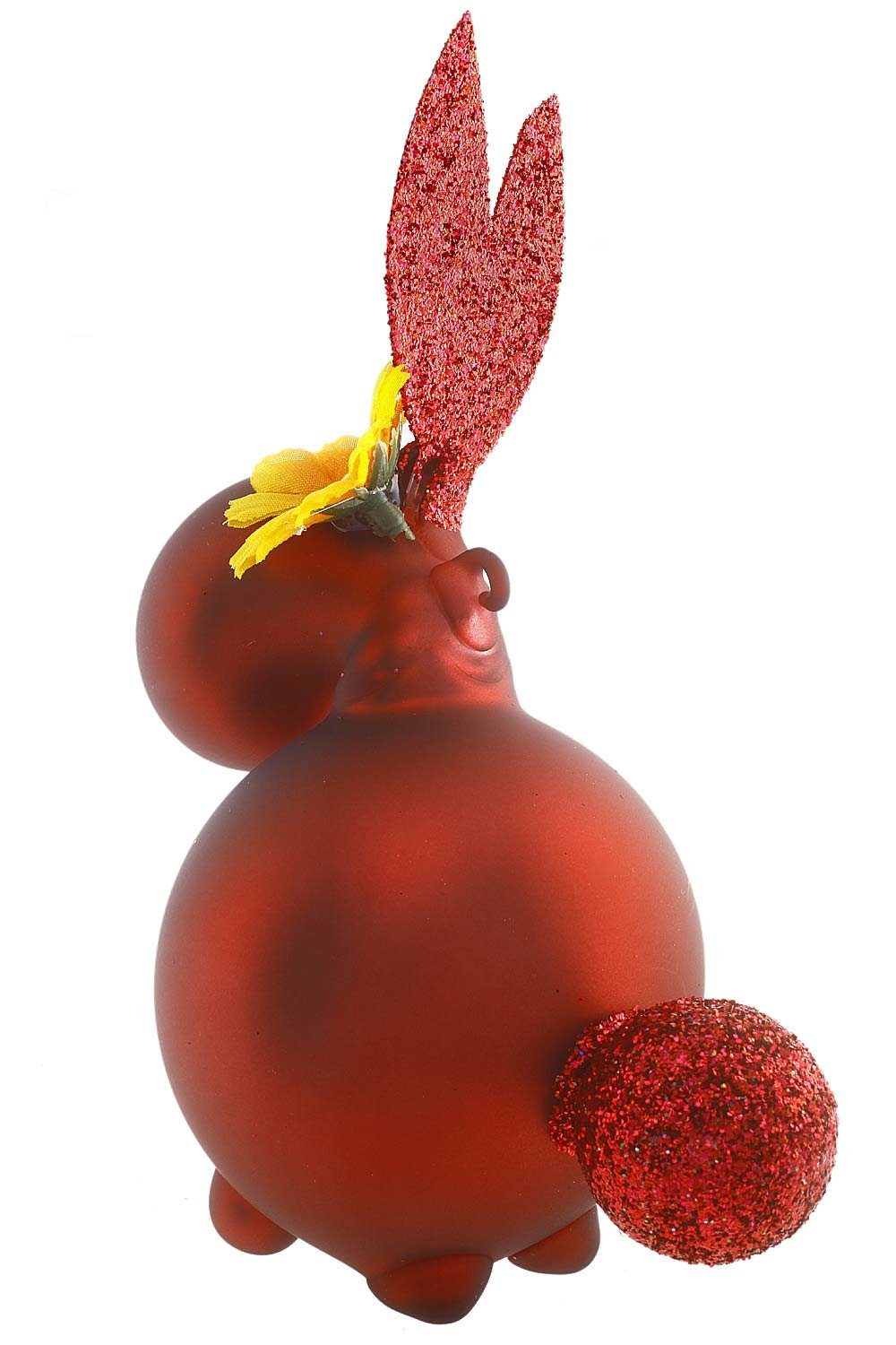 Weihnachtskontor - Hase matt dunkelrot (1-tlg), handdekoriert Osterhase mundgeblasen Hamburger
