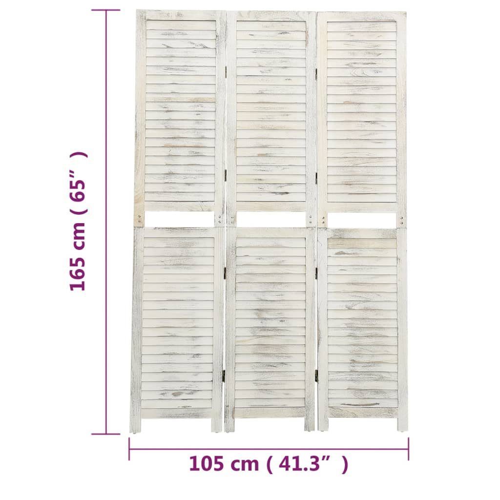 furnicato Raumteiler Holz Antik-Weiß 105x165 cm 3-tlg