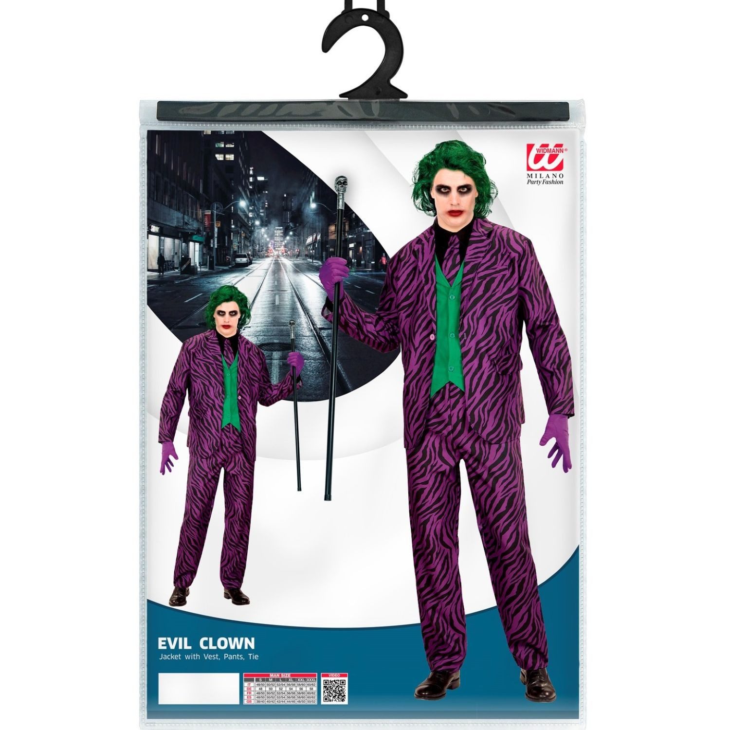 Widmann S.r.l. Clown-Kostüm Halloween Kostüm 'Evil Clown' für Herren, Jacke