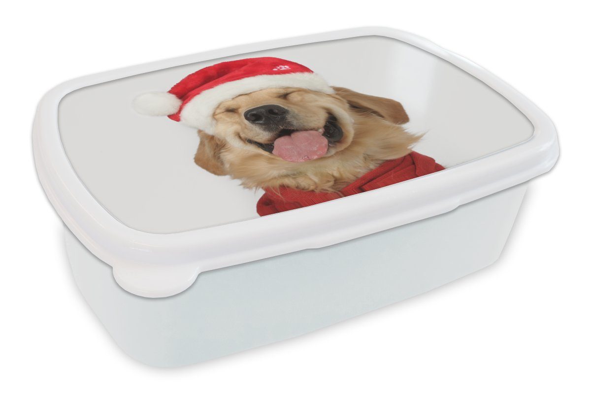 MuchoWow Lunchbox Hund - Mädchen, Mädchen Erwachsene, für Kinder für Kinder Brotdose, Jungen Lustig und - - Jungs Lachen Brotbox - (2-tlg), weiß - und Kunststoff