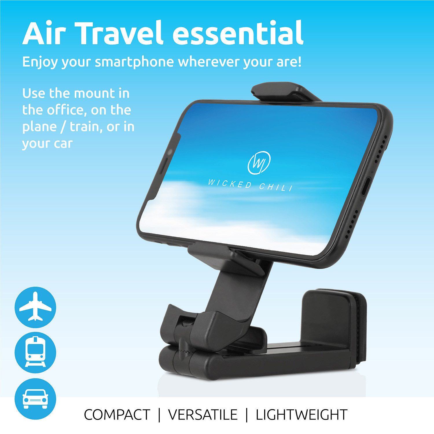 Wicked Chili Smartphone-Halterung Flexible Handyhalterung für Reisen und Flugzeug, (1er Set, 2-tlg., Smartphone Halterung, 360° Kugelgelenk, Telefonhalterung Küche, Bett)