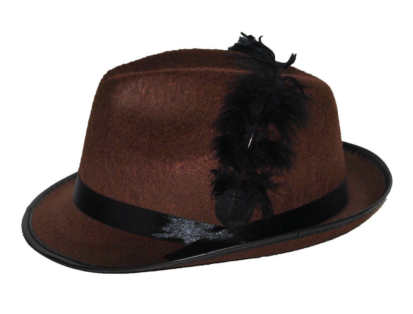 Karneval-Klamotten Trachten-Kostüm Bayernhut braun mit Hosenträger schwarz günstig online kaufen