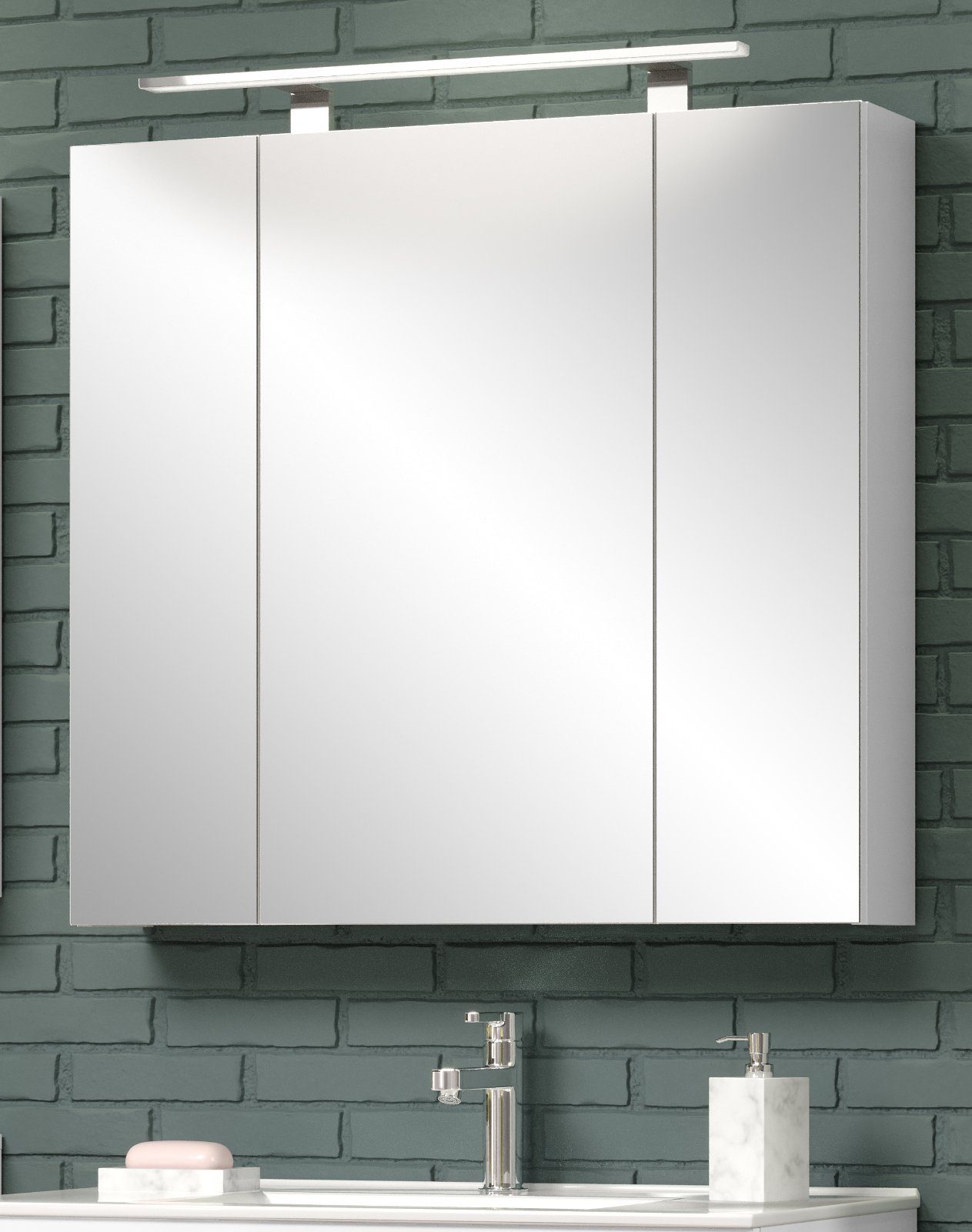 Furn.Design Badezimmerspiegelschrank Riva (Badschrank in weiß, Breite 80 cm) 3-türig