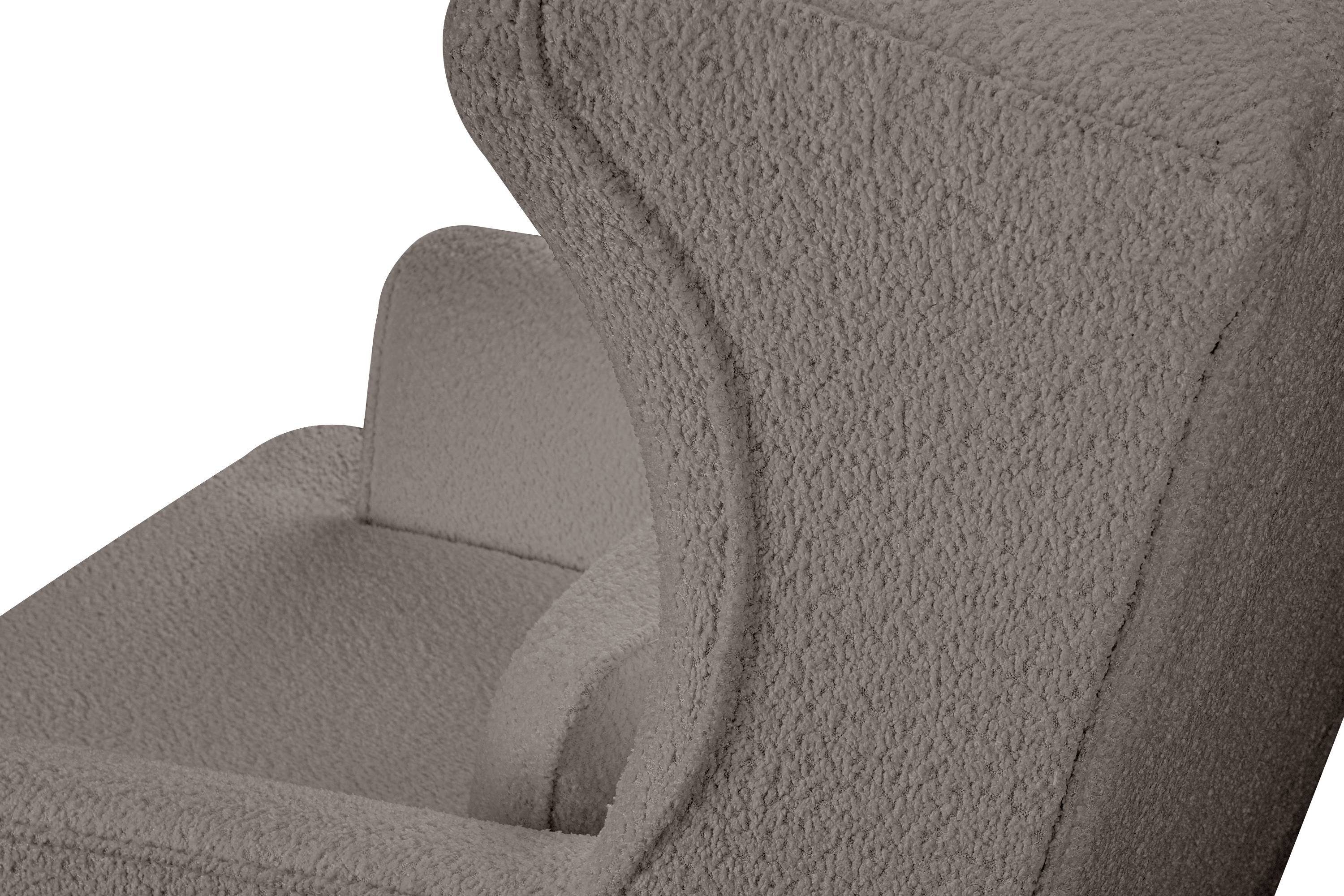 Sessel Kissen Ohrensessel mit Konsimo hohe Füße, inklusive Hocker, dekorativem zeitloses STRALIS Design,