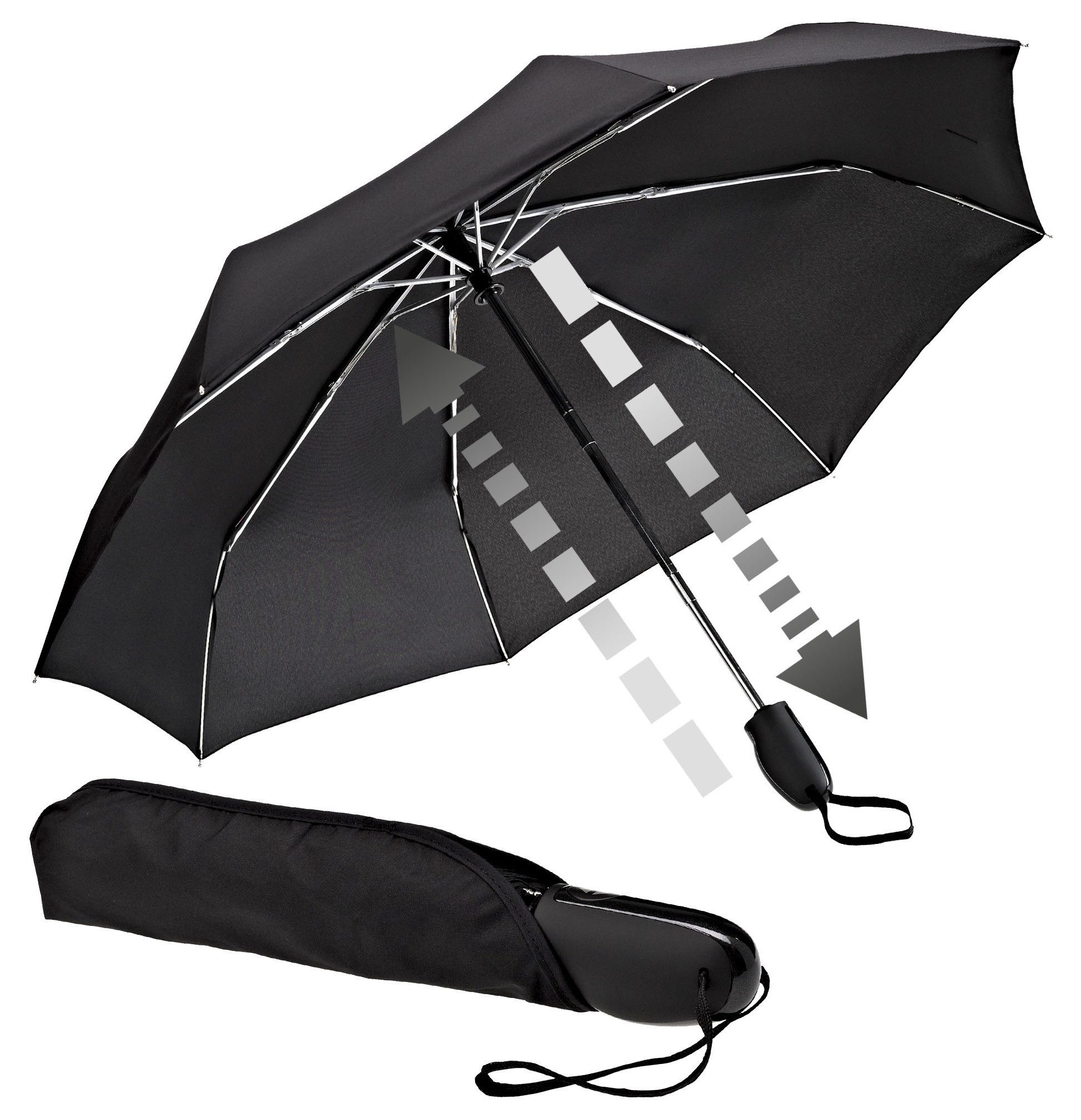 EuroSCHIRM® Taschenregenschirm Automatik 32S7, schwarz