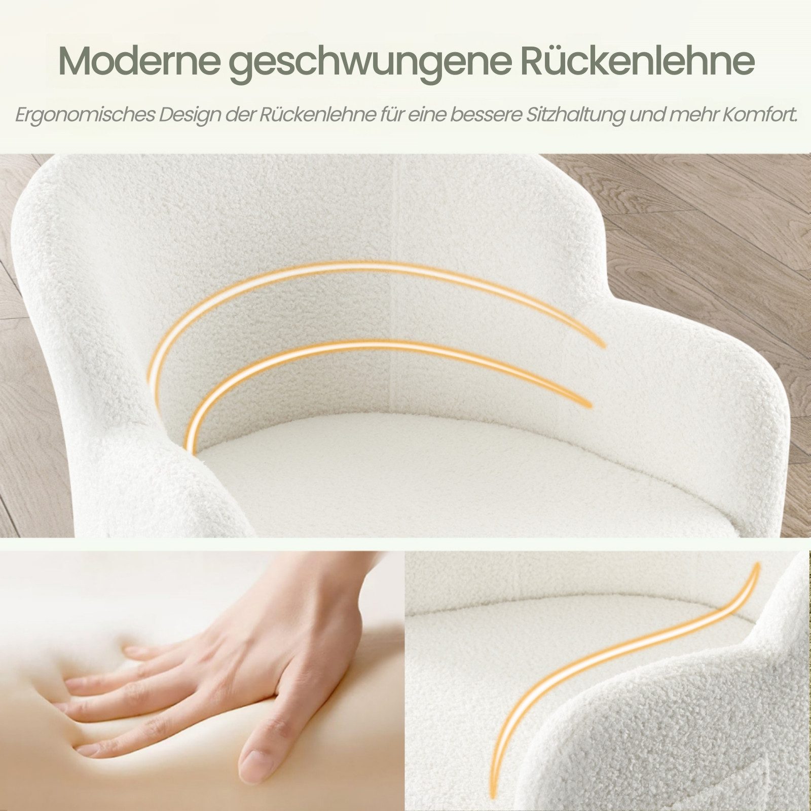 IWMH Bürostuhl Schreibtischstuhl mit Armlehnen, Höhenverstellbar Drehstuhl, Stuhl für Schminktisch, Homeoffice – Bild 5 von 5
