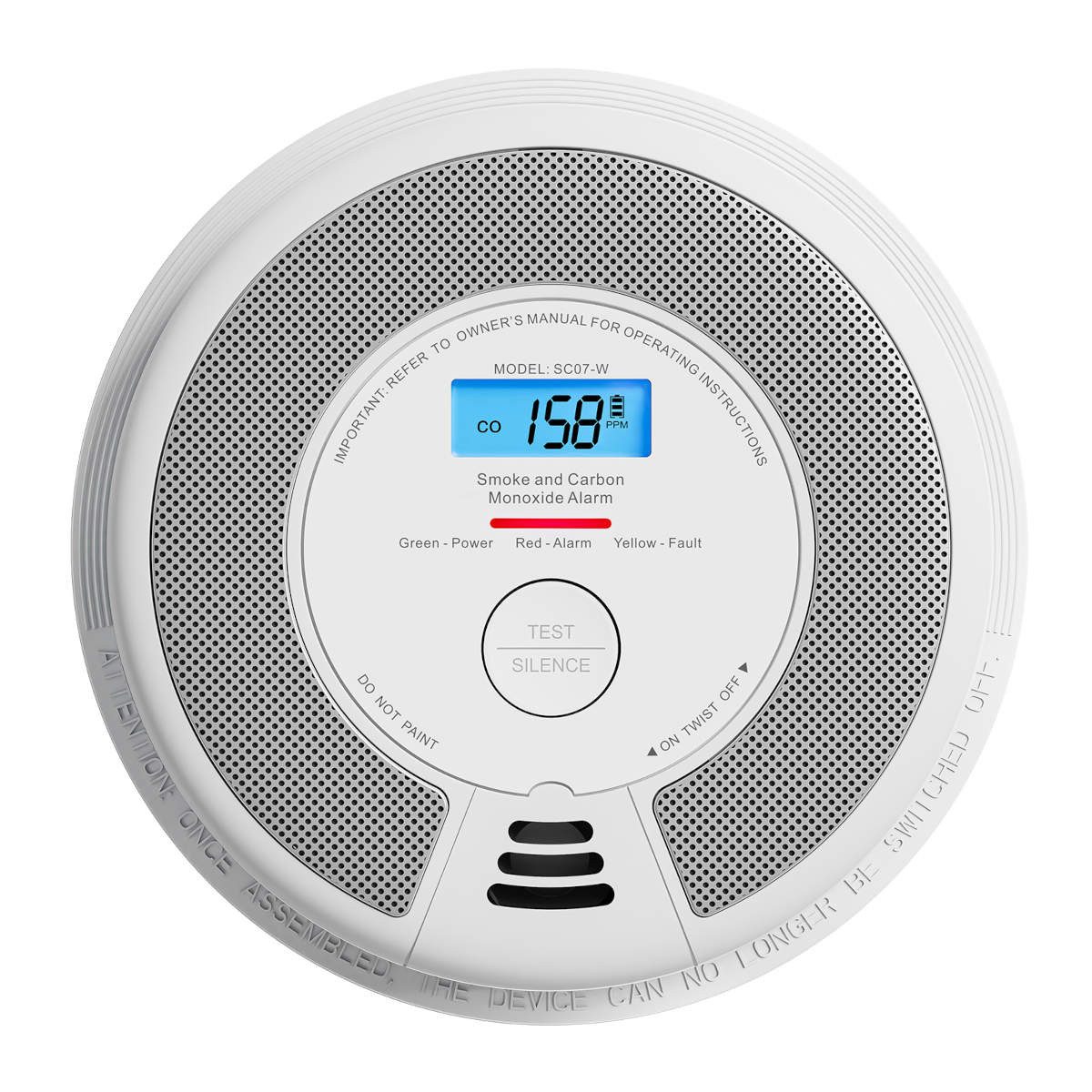 X-SENSE X-Sense SC07-W – Intelligenter vernetzter Kohlenmonoxid- und Rauchmelder (RF-vernetzbar, 360° Lufteinlassring)