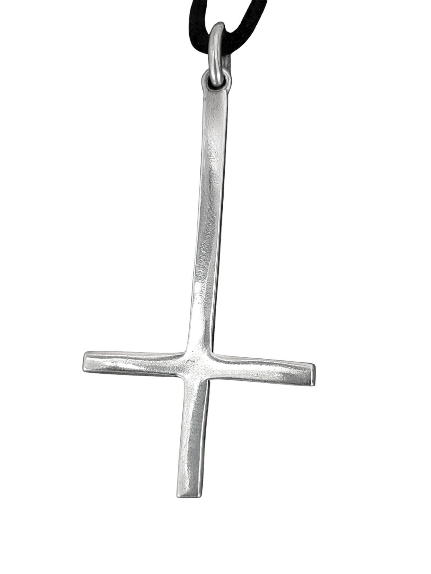 Kettenanhänger schlichtes umgedrehtes Kreuz Satan Teufel 925 Silber