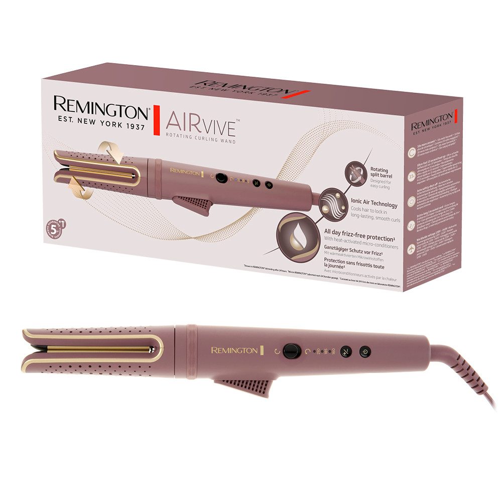 Remington Lockenstab AIRviveRotierender Lockenstab (CI8930), Keramik-Beschichtung, rotierend, Ionic Air, Anti-Frizz-Mikrowirkstoffe, 160-210°