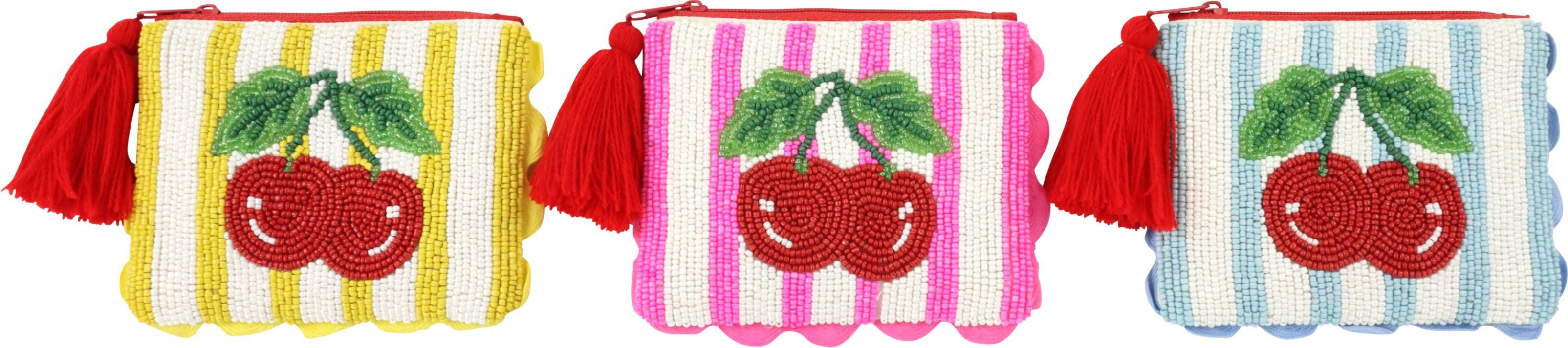 FURNARO Handtasche (3-tlg. Taschenset), Handgearbeitetes Perlendesign mit Quaste