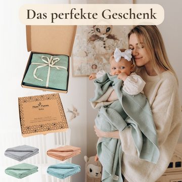 Babydecke Baumwolle (Bio) XXL (75x100 cm) Mädchen + Junge, Kuscheldecke Baby, furora BABY