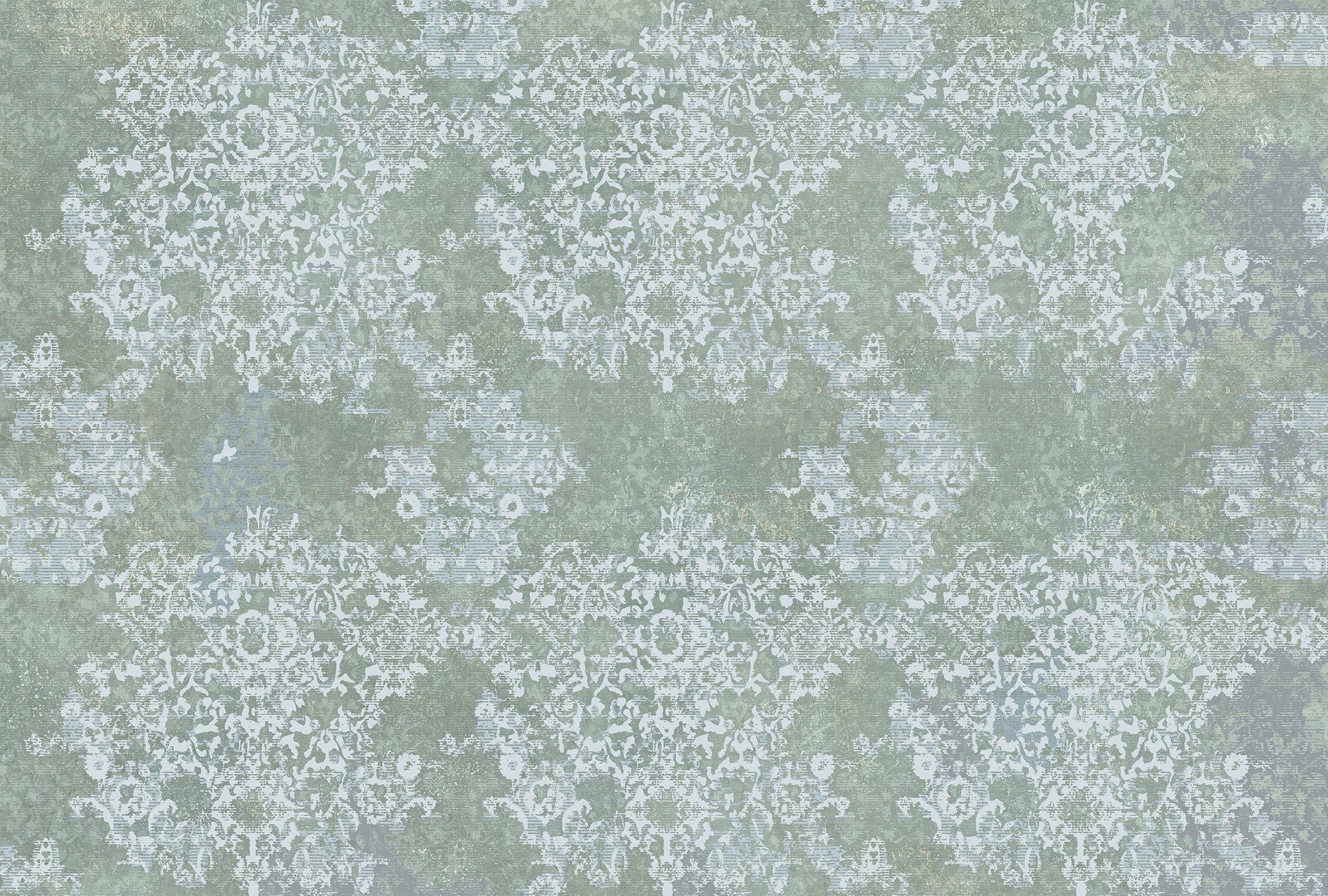 Paper grün/hellblau Decke glatt, Vlies, (4 Fototapete Ornamental Barock, Schräge, 47 Atelier Architects Wand, St), 1,