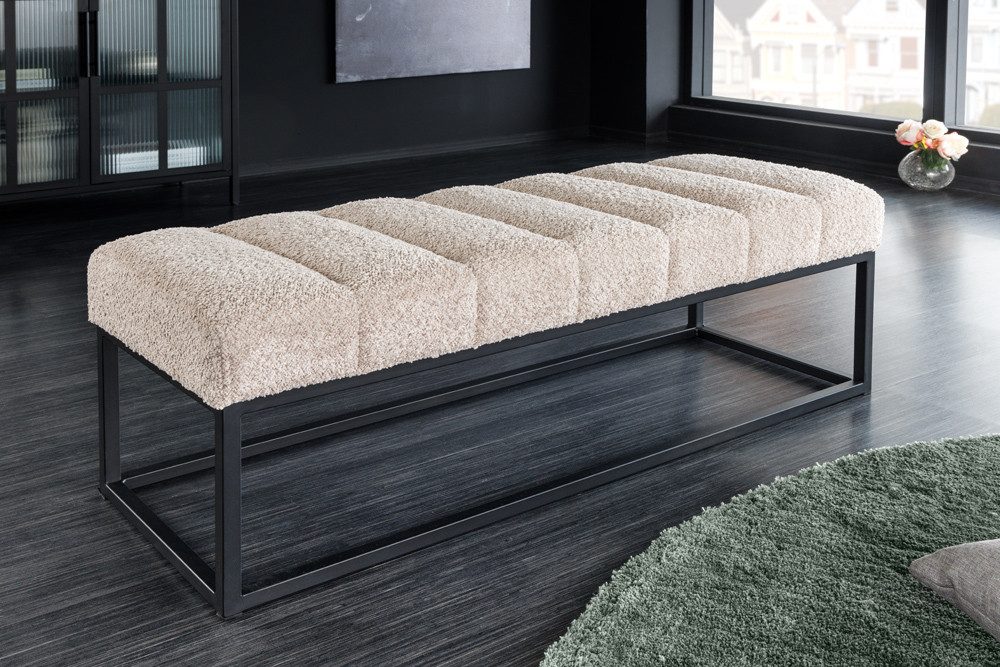 riess-ambiente Sitzbank PETIT BEAUTÉ 110cm champagner greige / schwarz (Einzelartikel, 1-St), Flur · Bouclé · Metall · Schlafzimmer · Design – Bild 2 von 5