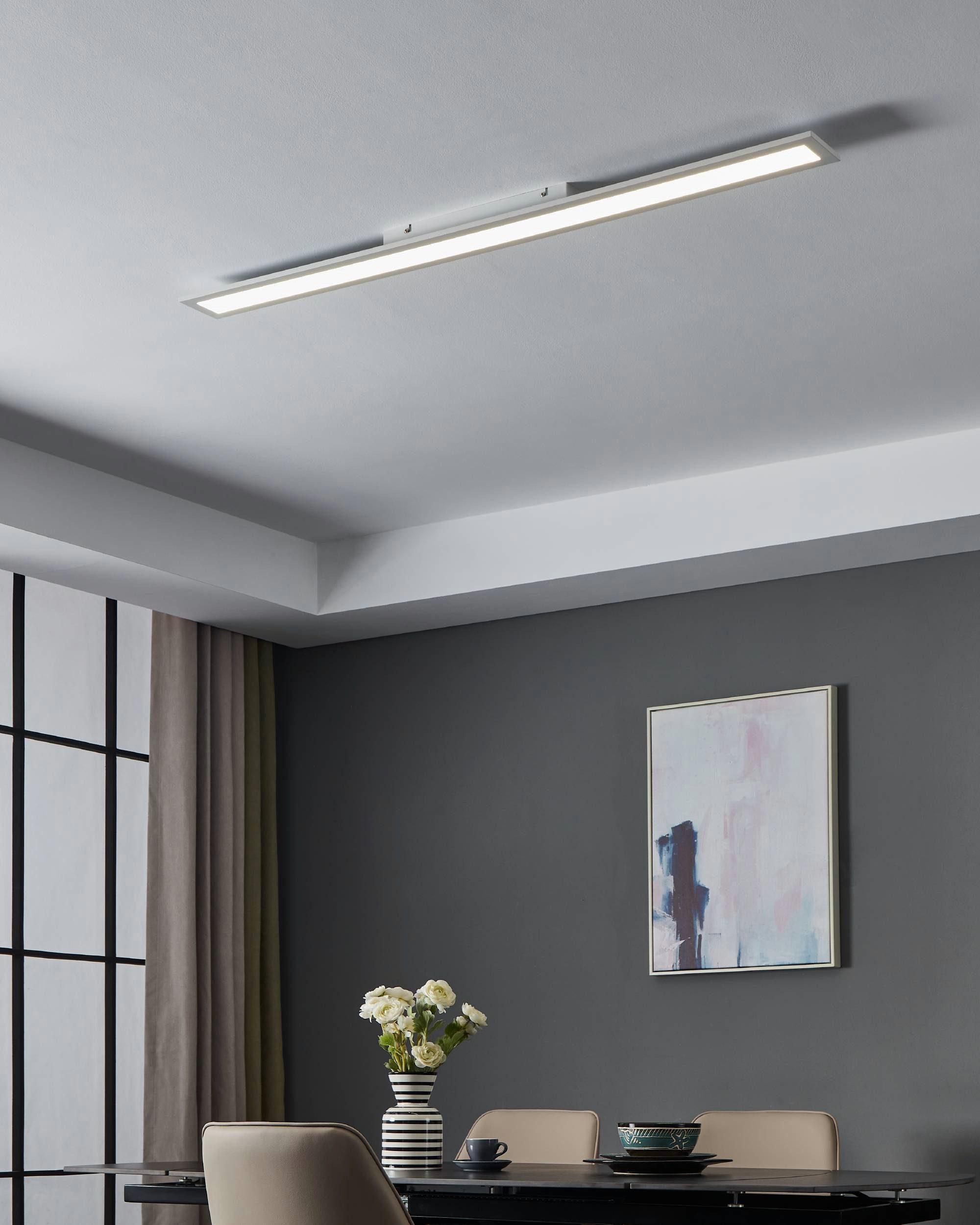 EGLO Deckenleuchte Salobrena 1 Deckenlampe, LED-Panel, Kunststoff und Aluminium, Lampe, LED fest integriert, Neutralweiß, LED Panel, Deckenlampe, Deckenbeleuchtung, Küchenlampe 120 x 10 cm
