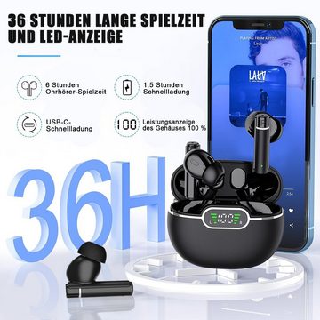 HYIEAR Kabellose Bluetooth5.3, IPX5 wasserdicht, Geräuschunterdrückung wireless In-Ear-Kopfhörer (Voice Assistant, Bluetooth, Stereo USB-C)