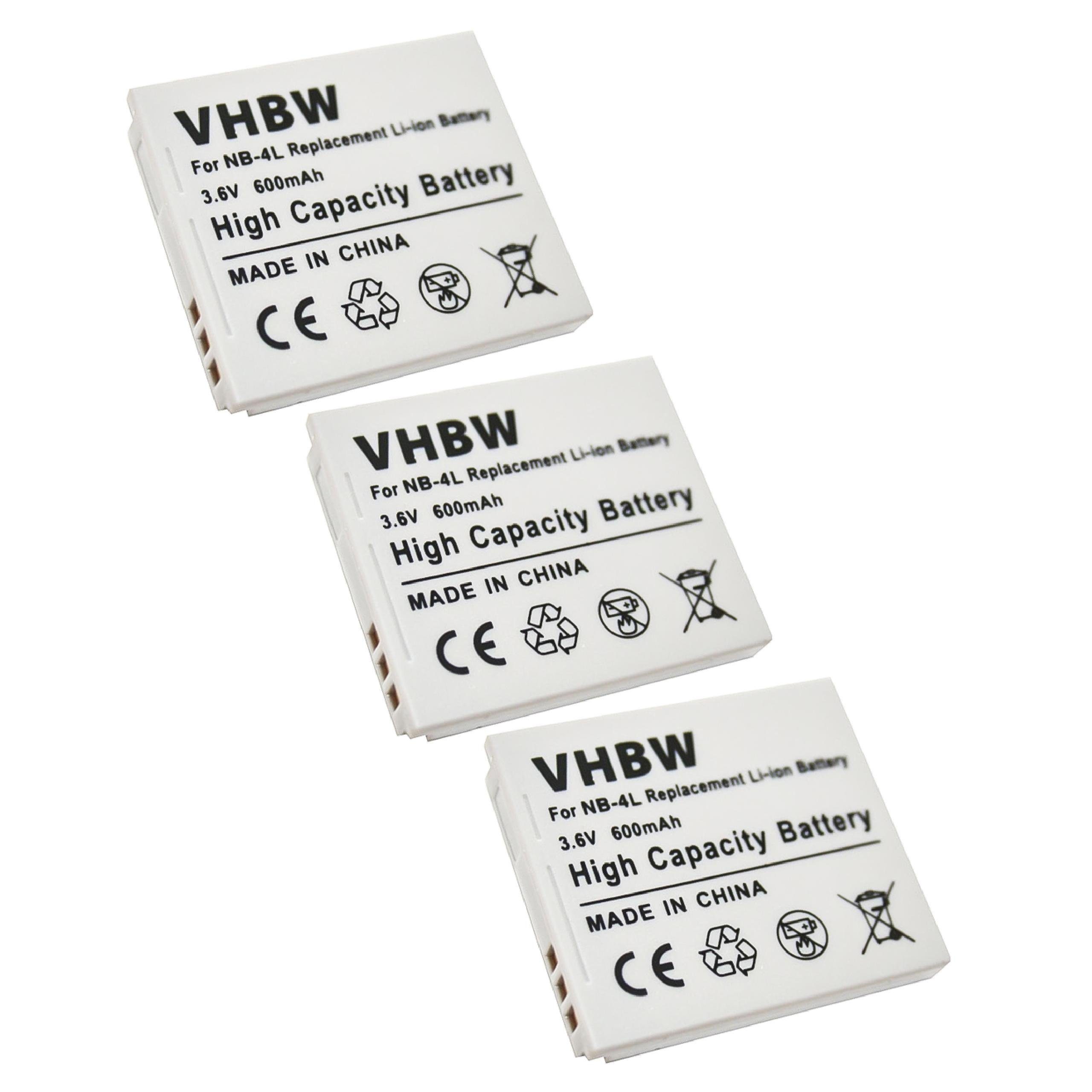 vhbw kompatibel mit Canon Digital Ixus 220HS, 100 IS, 110 is, 65, 120 IS, Kamera-Akku Li-Ion 600 mAh (3,6 V)