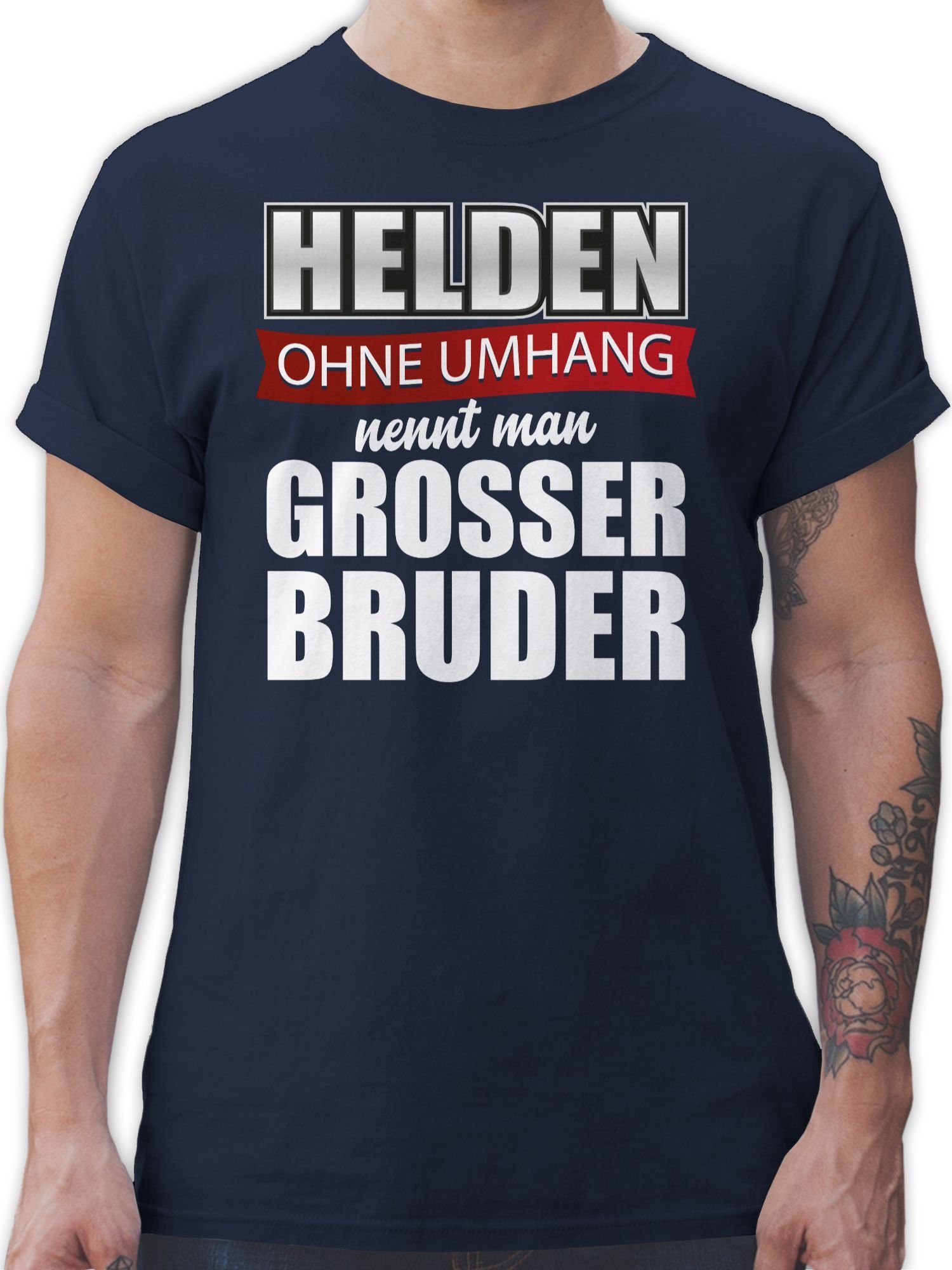 Shirtracer T-Shirt Held - Großer Bruder - weiß - Bruder und Onkel Geschenk  - Herren Premium T-Shirt Familie Geschenke