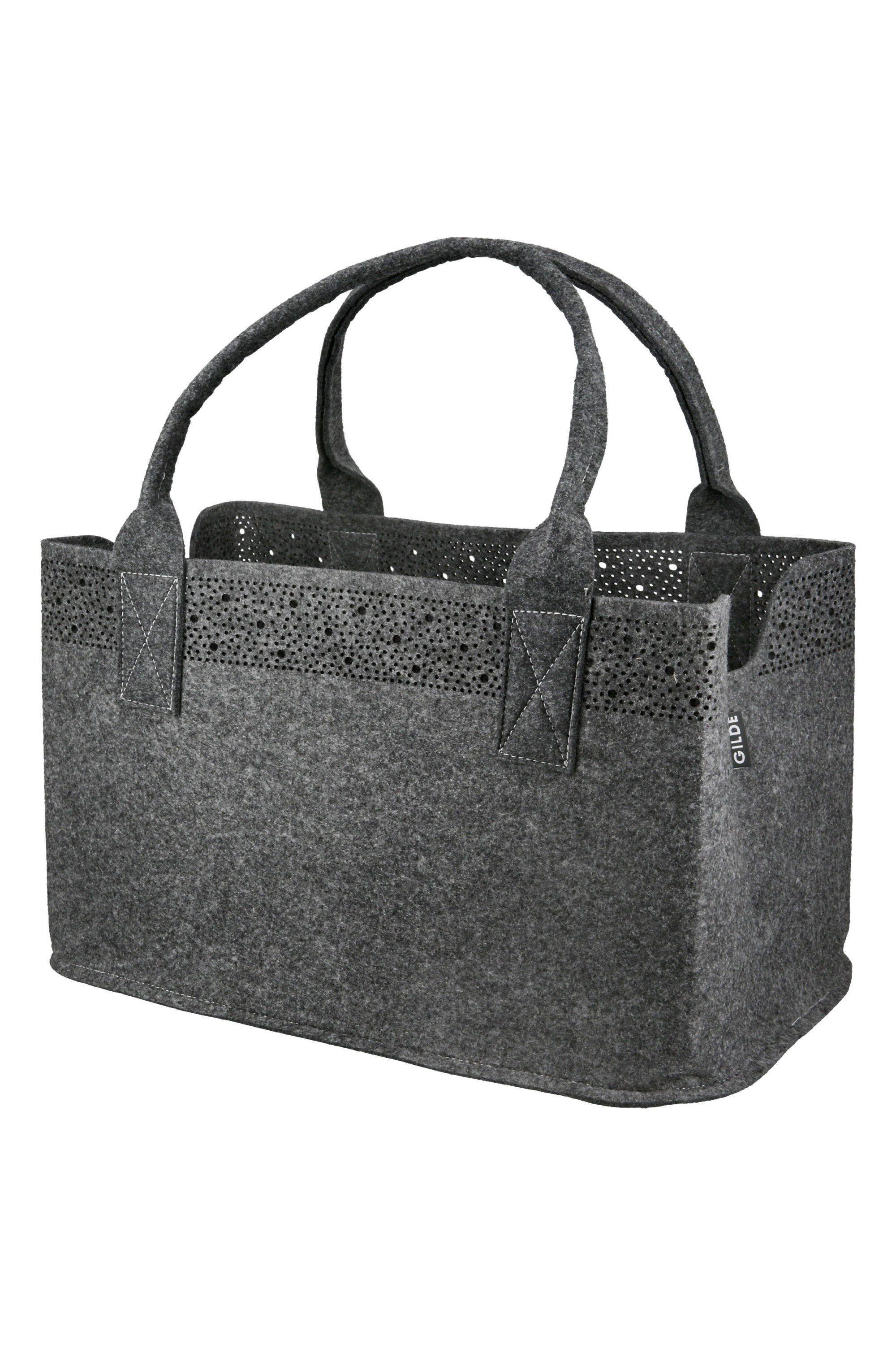 GMD Living Tragetasche BORDÜRE, hochwertige Filztasche in dunkelgrau, mit verzierter Kante