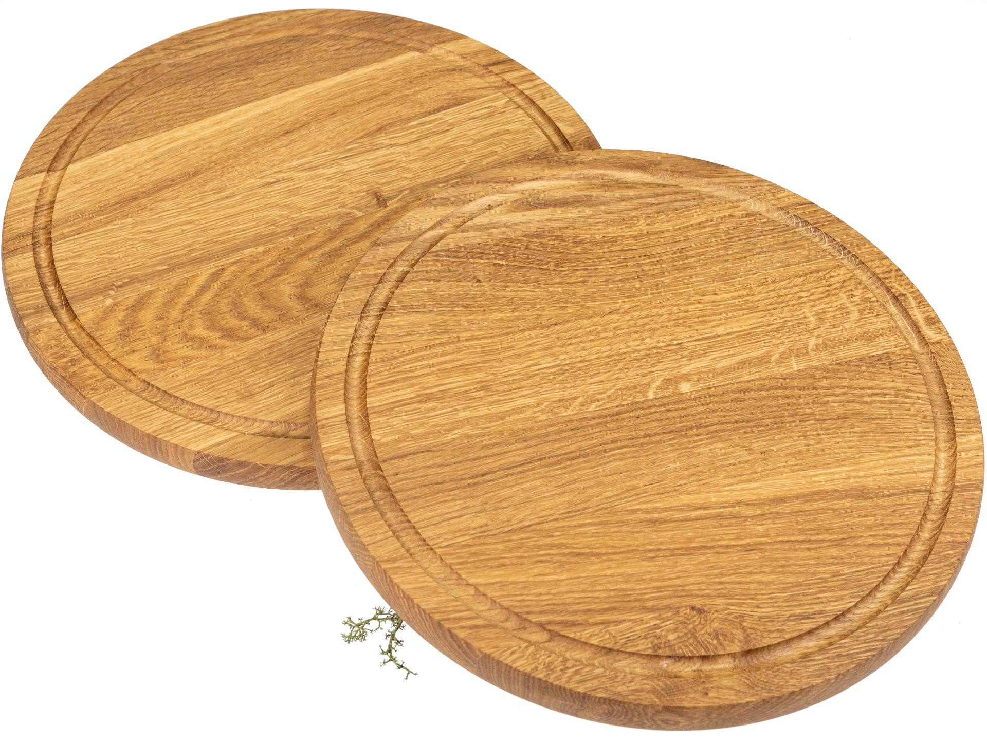 Holz Frank Schneidebrett Rundes Schneidebrett aus Eiche geölt - Ø 30 x 2,1 cm, Holz, (1-St)
