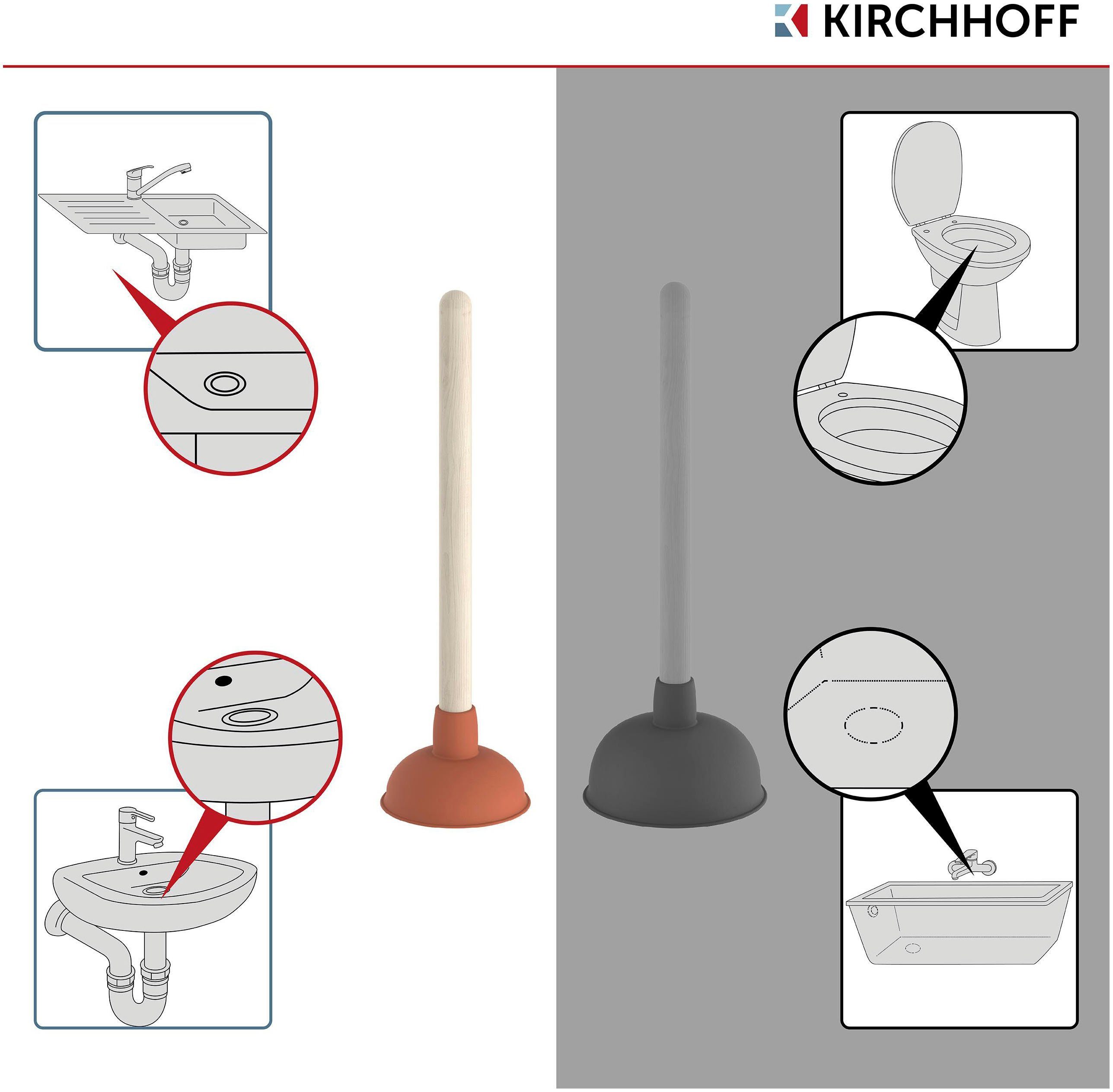 Kirchhoff Pümpel, Abflussreiniger mit Holzgriff, Saugglocke mm Ø 115