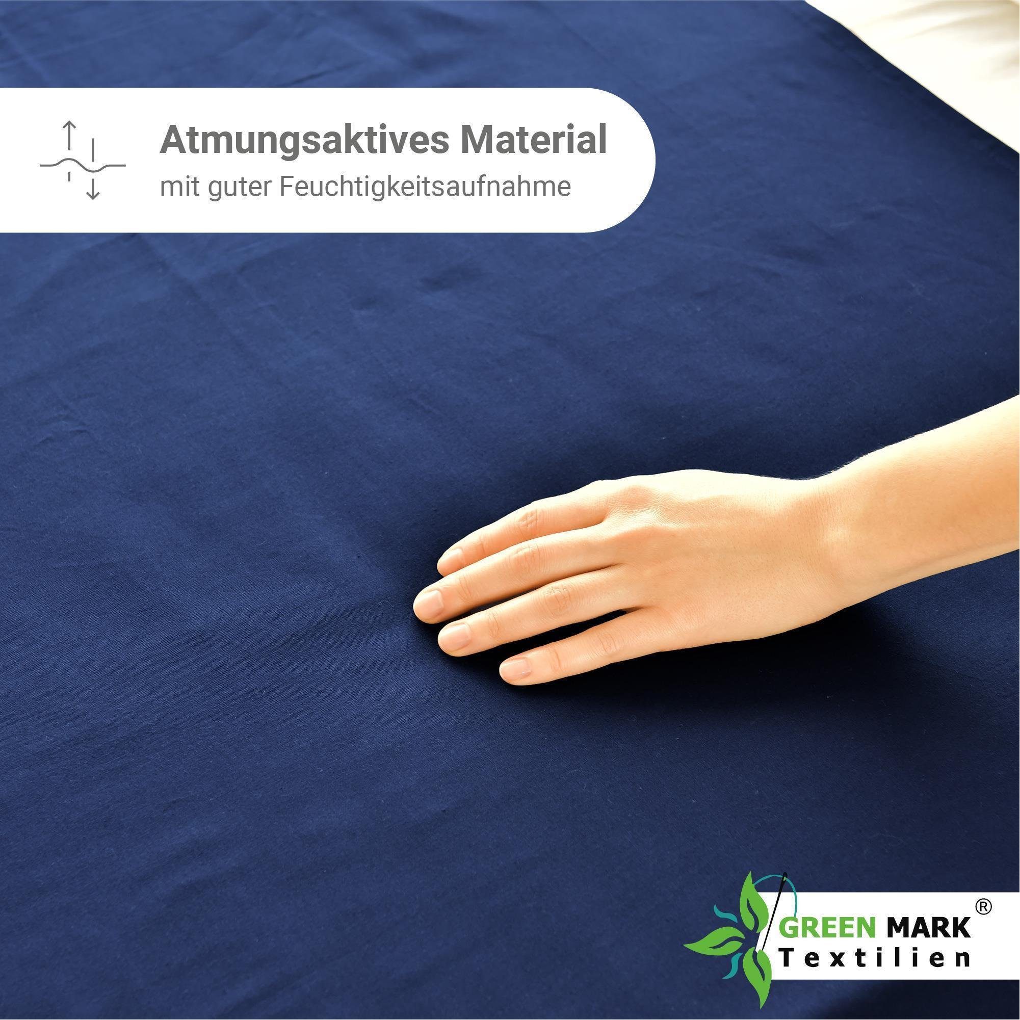 NatureMark Bettlaken 2er-Set klassisches Betttuch Haustuch, 100% Baumwolle, Gummizug: ohne, (2 Stück), Laken Haustuch, viele Größen und Farben, 150x250 cm, Navy – Bild 3 von 5