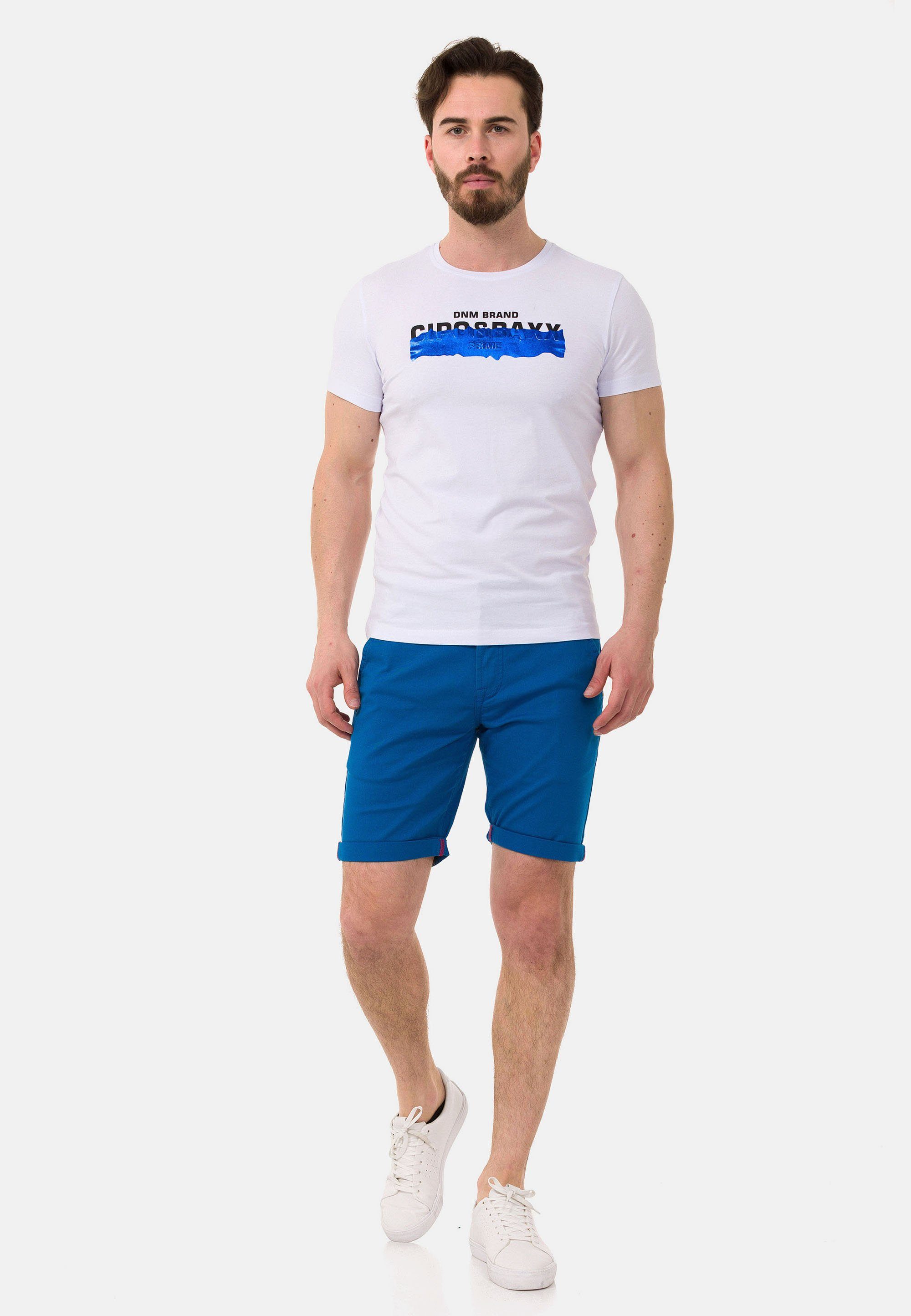 T-Shirt coolem & mit Baxx Markenprint weiß Cipo