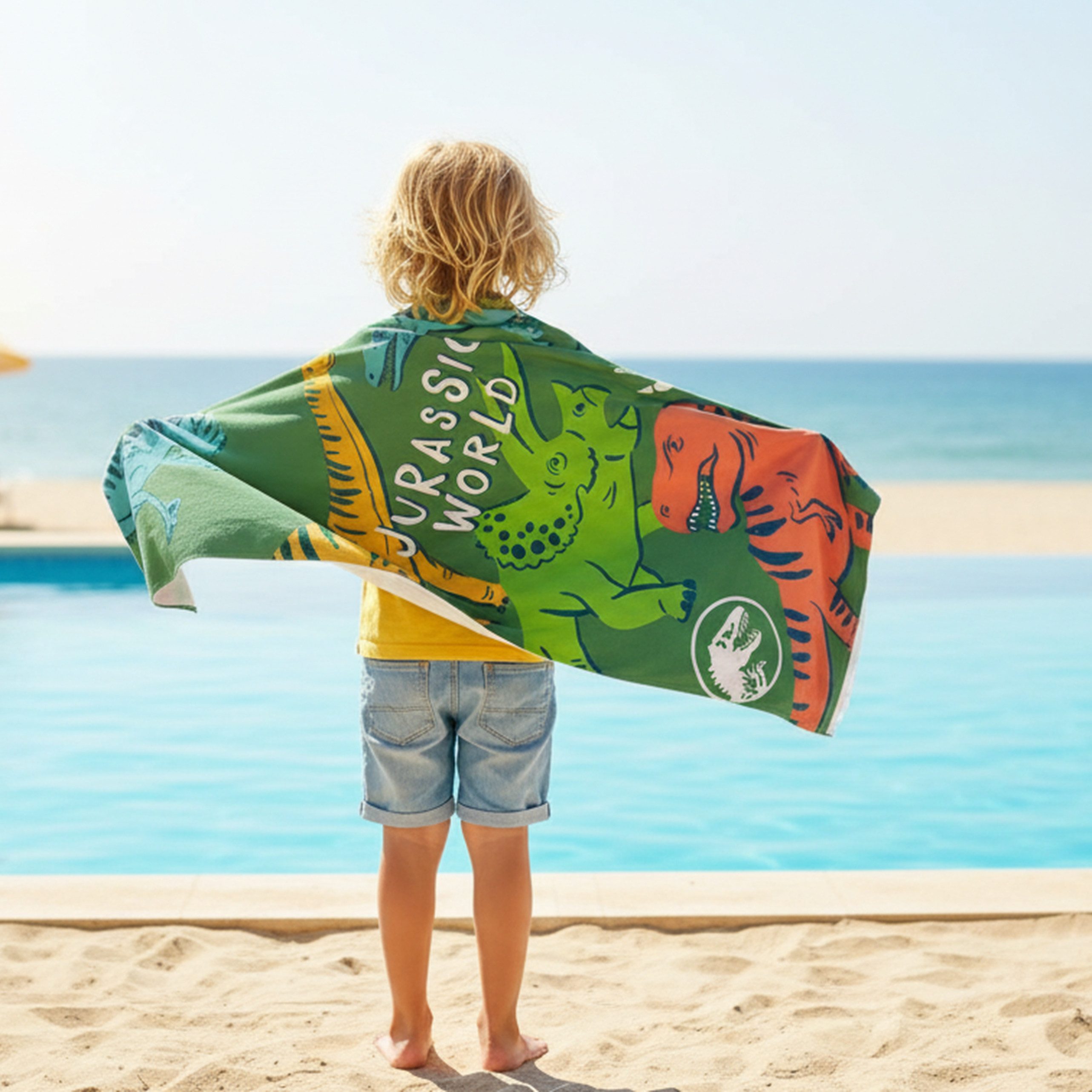 MTOnlinehandel Badetuch Badetuch Jurassic World 70x120 cm, Dinosaurier, Baumwolle (1-St), macht jedes Abtrocknen zum kleinen Abenteuer
