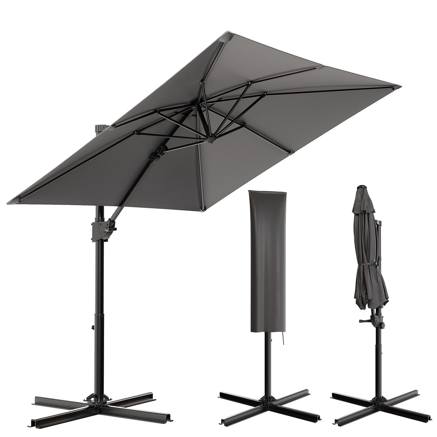 GUNJI Sonnenschirm ∅270/330cm,Gartenschirm UV Schutz 50+,mit günstig online kaufen