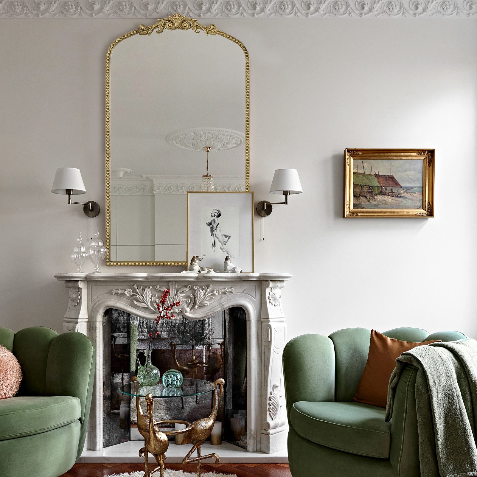 G-LEAF Spiegel Wandspiegel/Ganzkörperspiegel im Barockstil, mit Perlenverzi günstig online kaufen