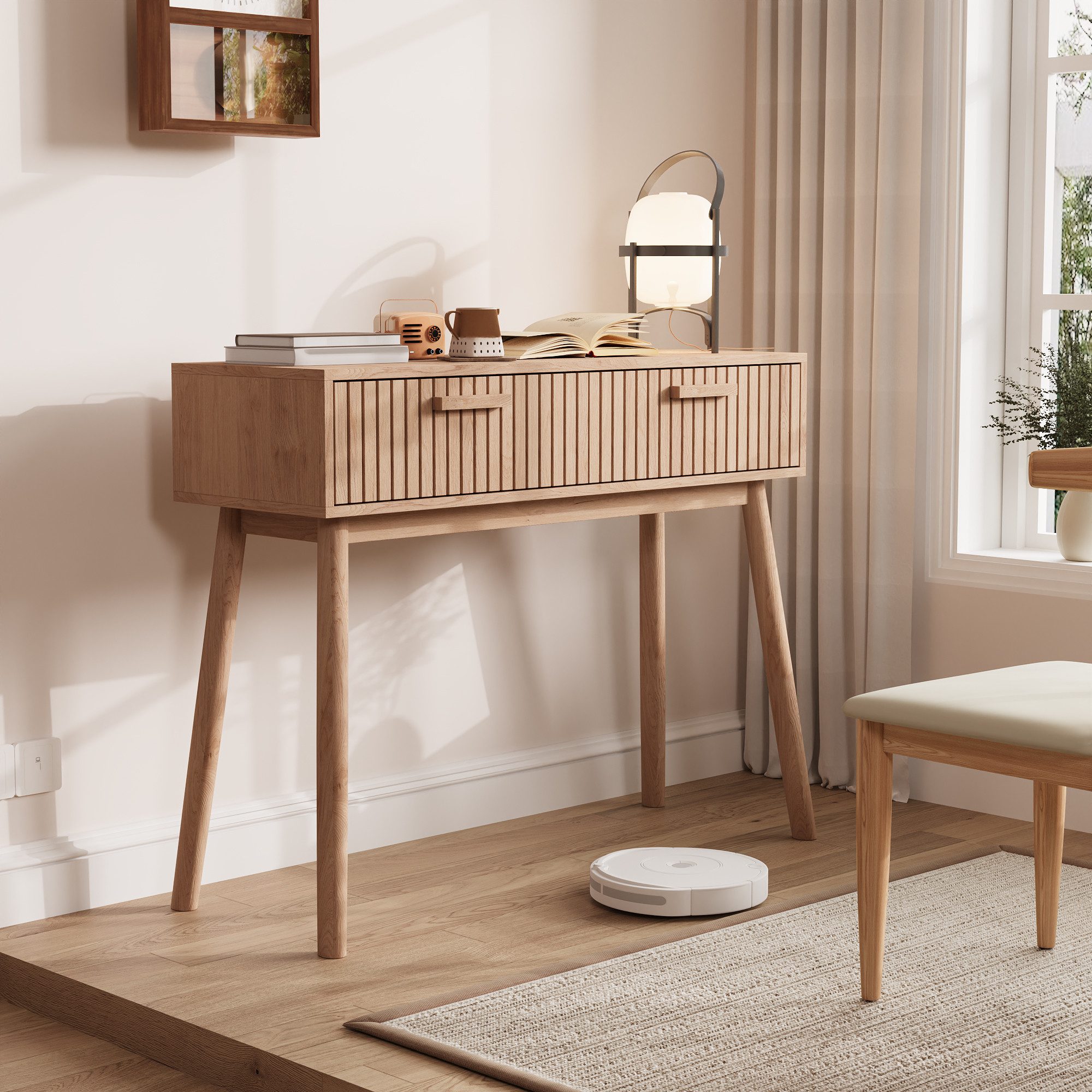 FUROKOY Schminktisch Frisiertisch mit 2 Schubladen Kosmetiktisch Natürliche günstig online kaufen