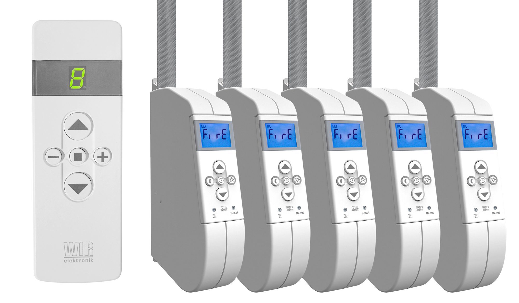 WIR elektronik Rollladenmotor eWickler Comfort eW940-F für 17 - 23mm Gurtband, mit Funk, 45 kg Zugkraft, + 1x FB-9 Funkfernbedienung