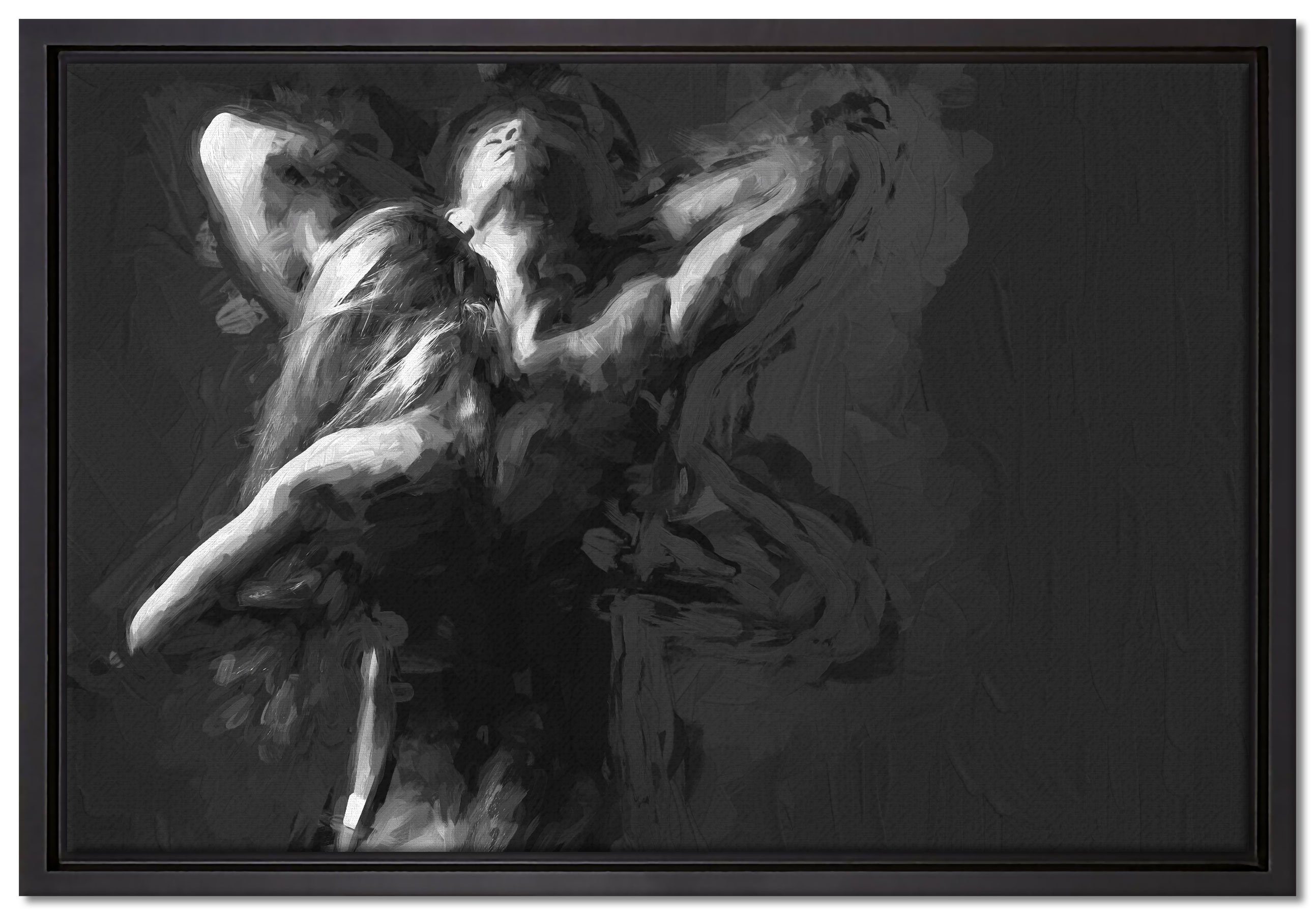 Pixxprint Leinwandbild Fitness Paar Kunst, Wanddekoration (1 St), Leinwandbild fertig bespannt, in einem Schattenfugen-Bilderrahmen gefasst, inkl. Zackenaufhänger