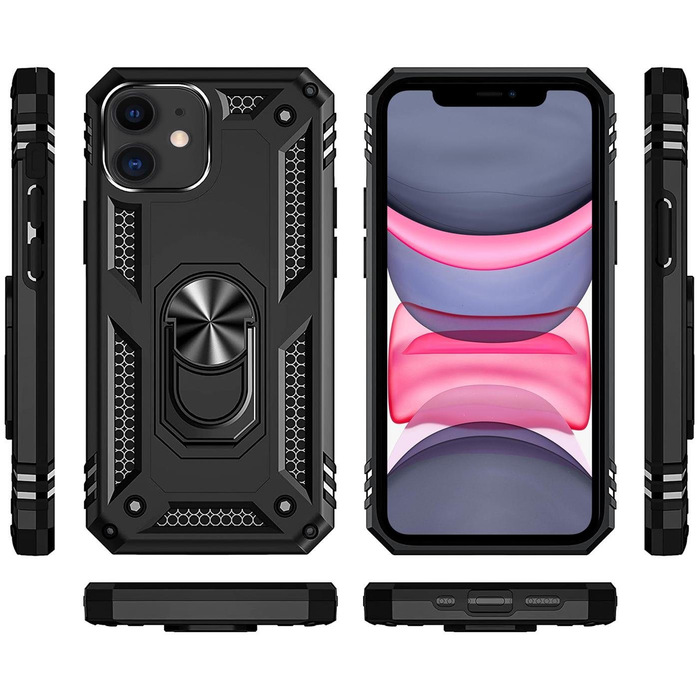 CoolGadget Handyhülle Armor Shield Case für Apple iPhone 11 6,1 Zoll, Outdoor Cover mit Magnet Ringhalterung Handy Hülle für iPhone 11