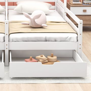 IDEASY Hausbett Jugendbett mit 2 Schubladen, 200 x 90 cm, (stabile Struktur, einfacher Aufbau), integrierte Leichtlaufrollen