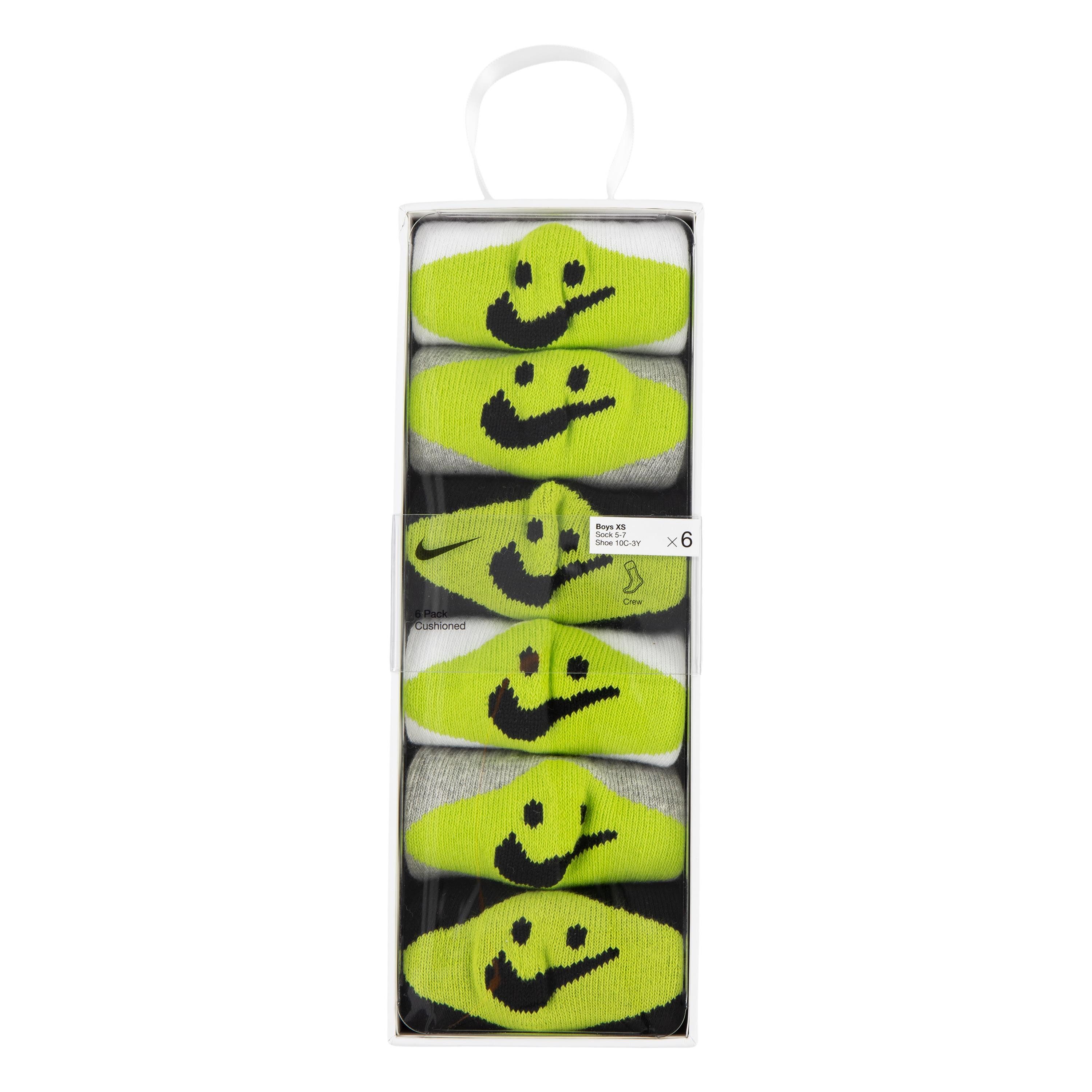 Nike Sportswear Socken NHN 6PK NIKE SMILEY CREW (6-Paar) Sechs Paar, Kindersocken, mit lächelnden Gesichtern an den Fersen