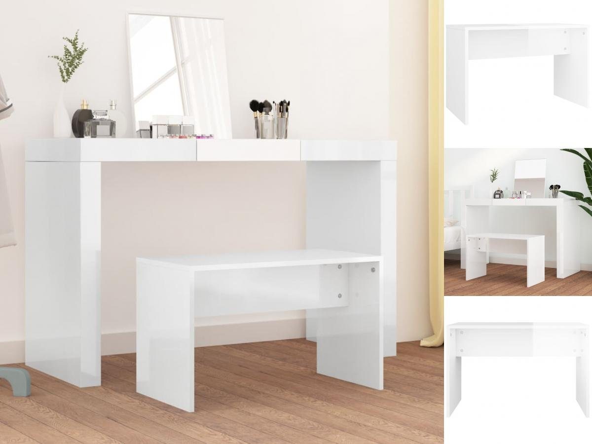 vidaXL Schminktisch Schminkhocker Hochglanz-Weiß 70x35x45 cm günstig online kaufen
