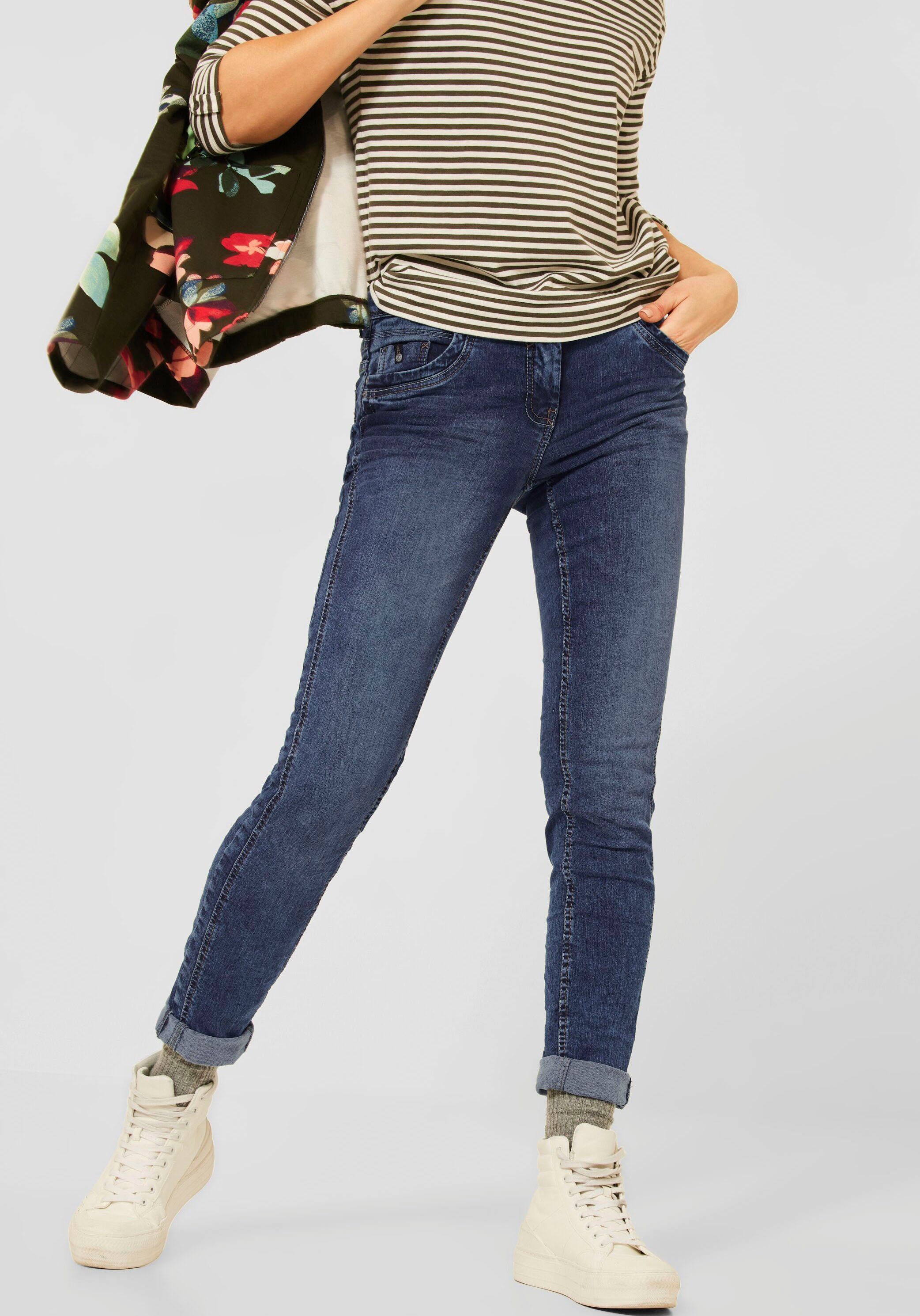 Damen Jeans Cecil 5-Pocket-Jeans mit Ziernähten in zwei Farben