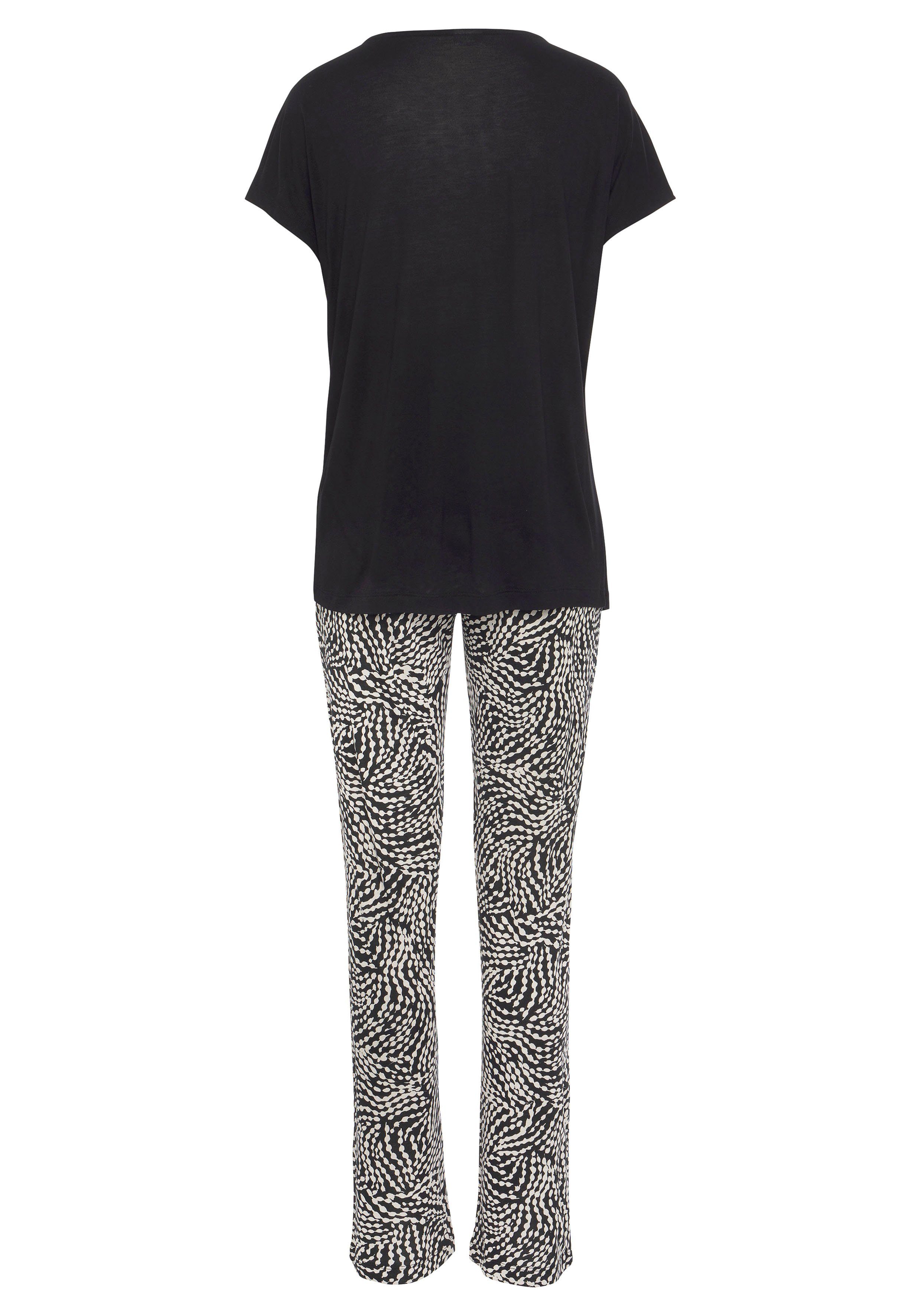LASCANA Pyjama (Set, 2 tlg) mit gemusterten Details