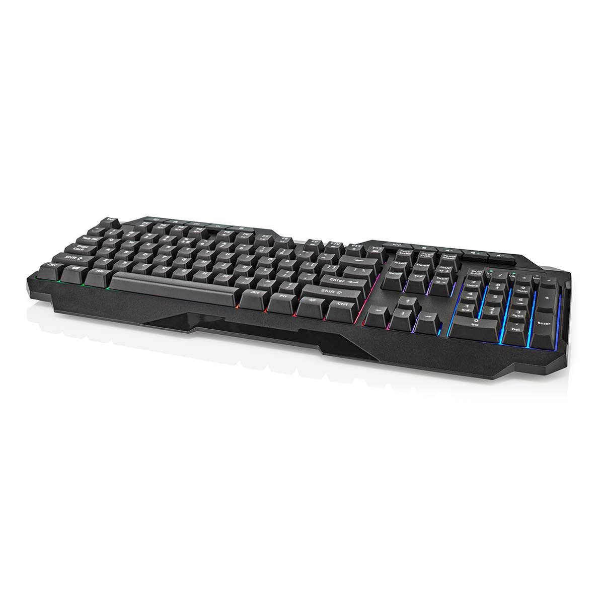 Nedis GKBD110BKUS Gaming-Tastatur (USB Type-A, LED-Beleuchtung, Multimedia-Tasten für Gaming-Nächte)