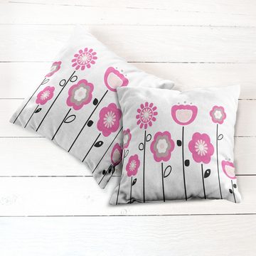 Kissenbezüge Modern Accent Doppelseitiger Digitaldruck, Abakuhaus (2 Stück), Pink und Weiß Blumen