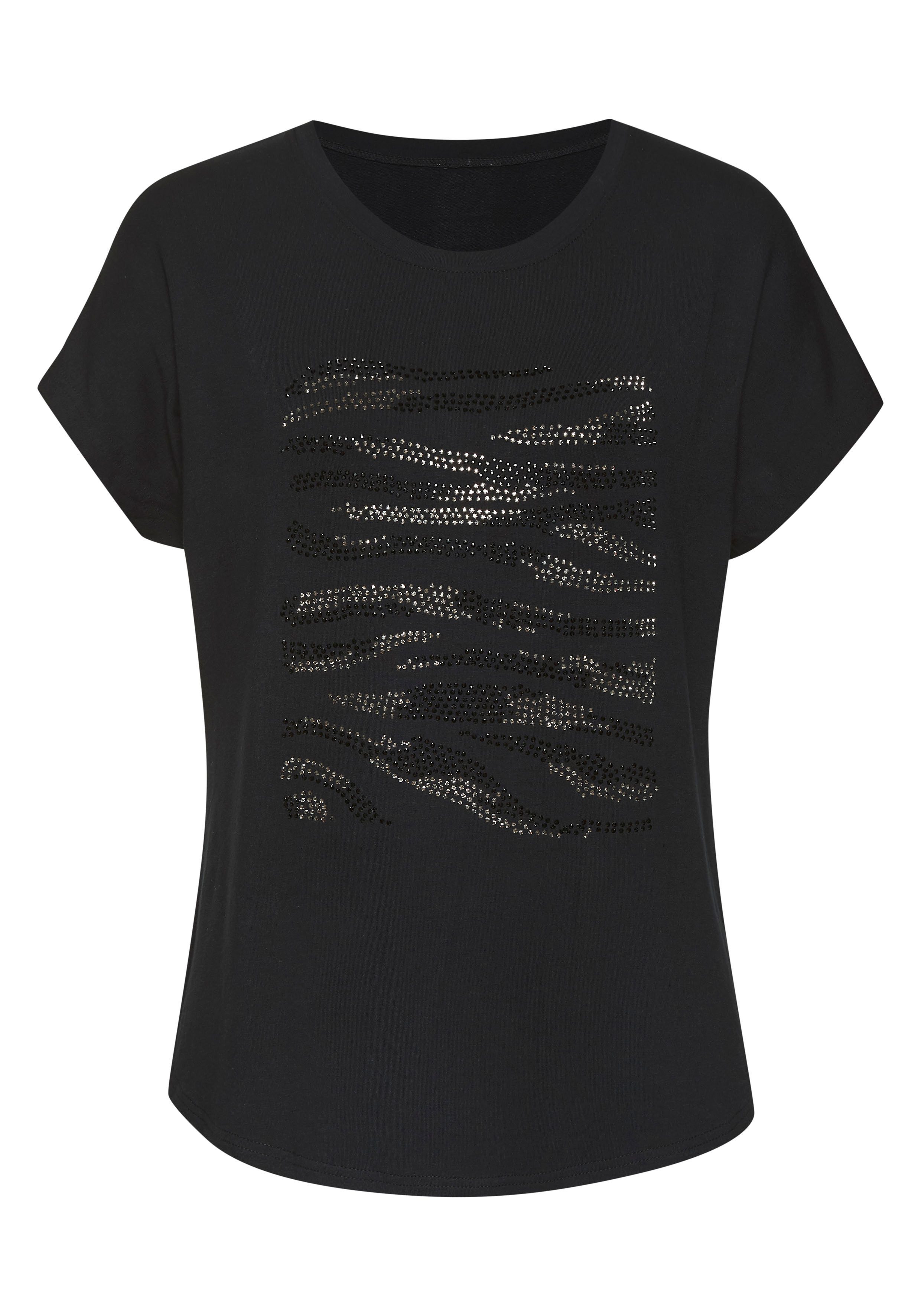LASCANA Rundhalsshirt "mit Strass-Dessin", aus hochwertiger French Terry-Qu günstig online kaufen