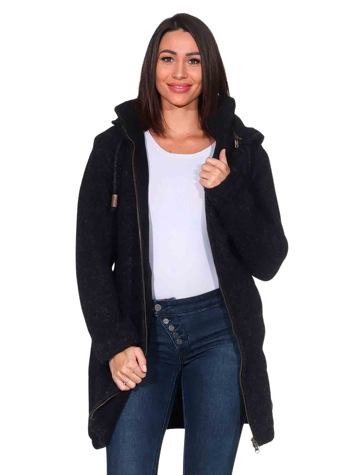 KUNST UND MAGIE Longstrickjacke Klassische Strickjacke Kurzmantel Wolle + F günstig online kaufen