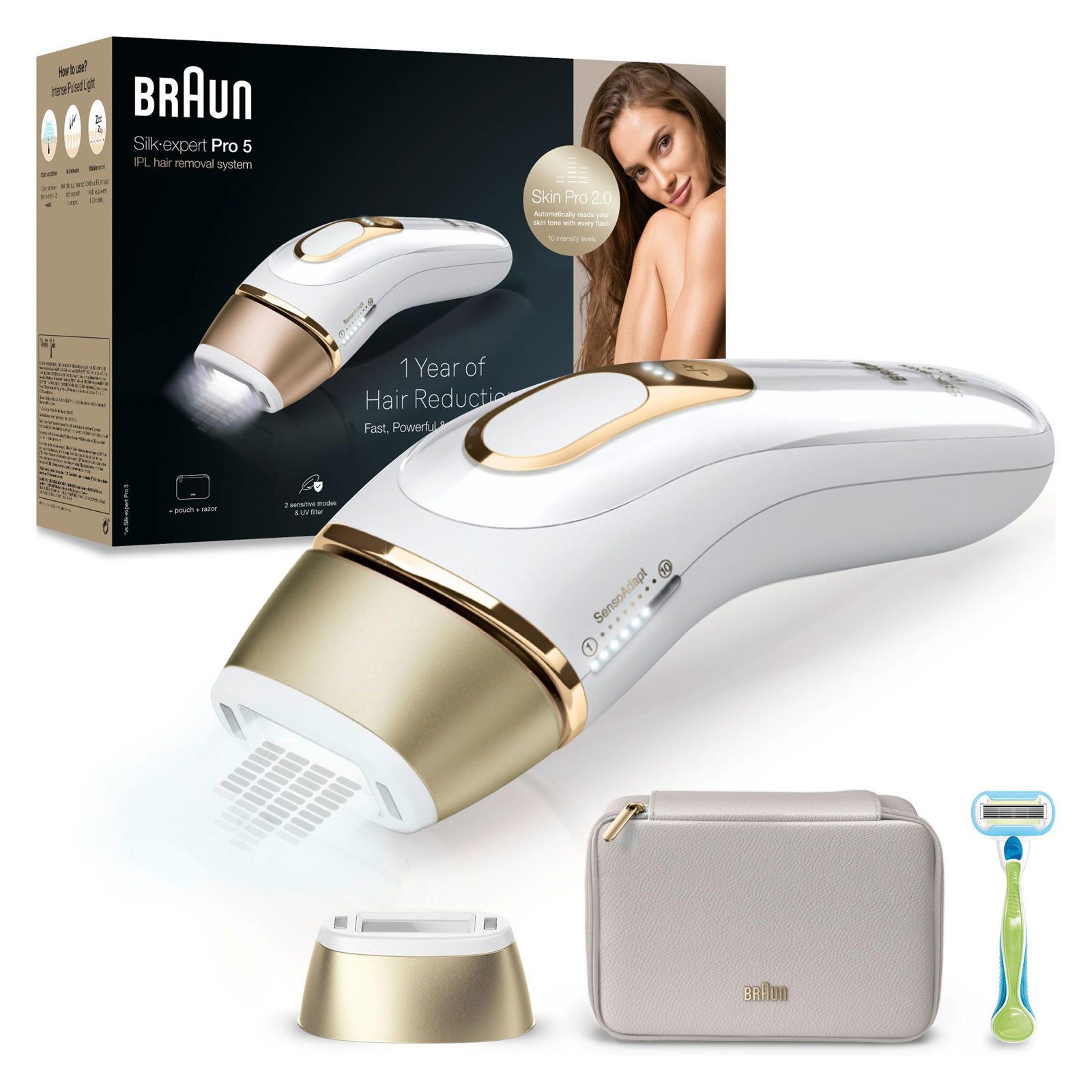 Braun IPL-Haarentferner PL5052, SensoAdapt™-Technologie, Gleitmodus