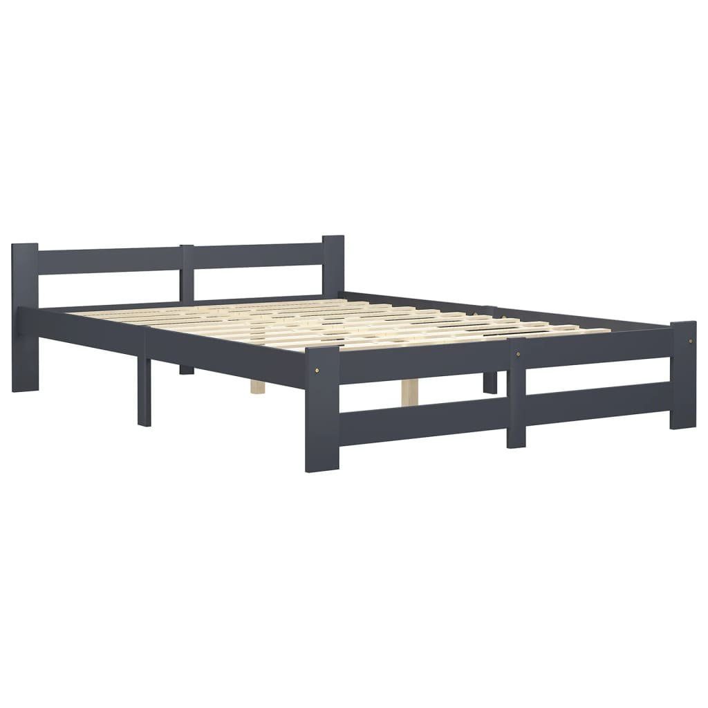 vidaXL Bett Massivholzbett Dunkelgrau Kiefer 140x200 günstig online kaufen