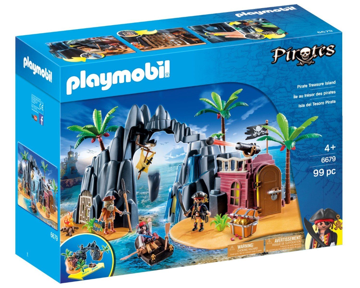 Playmobil® Spielwelt »Pirates 6679 Piraten Schatzinsel Insel Boot«,  Gefängnis-Zelle Figuren Schatz Kanone Rudeboot Höhle