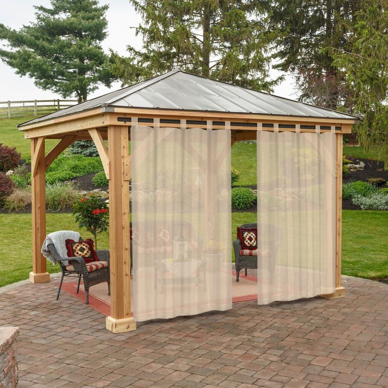 BTTO V&G Outdoorvorhang Wasserdichter Gardinen,Transparenter Balkon Vorhang mit Magic Tape (2 St), Terrassenvorhang