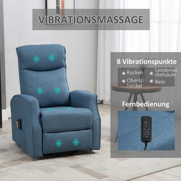 HOMCOM Massagesessel Sessel mit Aufstehhilfe TV Sessel mit Fernbedienung, Liegefunktion (Relaxsessel, 1-St., Fernsehsessel), bis 150 kg belastbar