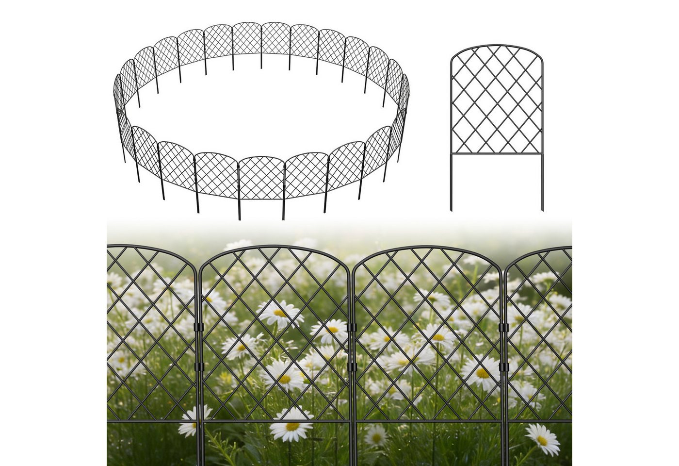 FIVMEN Gartenzaun Tierbarriere Zaun aus Metall Dekorativer Hundezaun Outdoor Tier, (10pcs/25pcs), Outdoor Tier Barriere für Tierbarriere 60 x 32cm (Rhombus)